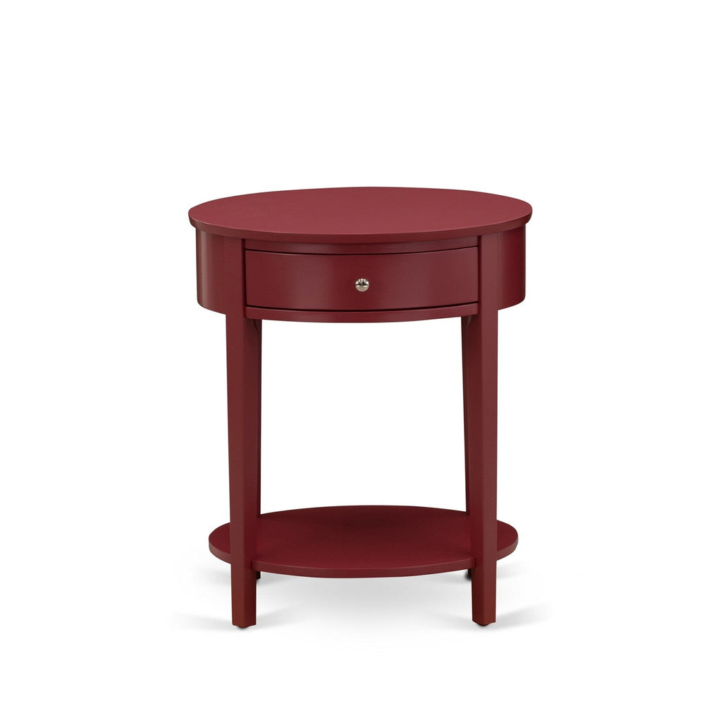 East West Furniture HI-13-ET Modern End Table with 1 Wooden Drawer, Stable and Sturdy Constructed - Burgundy Finish