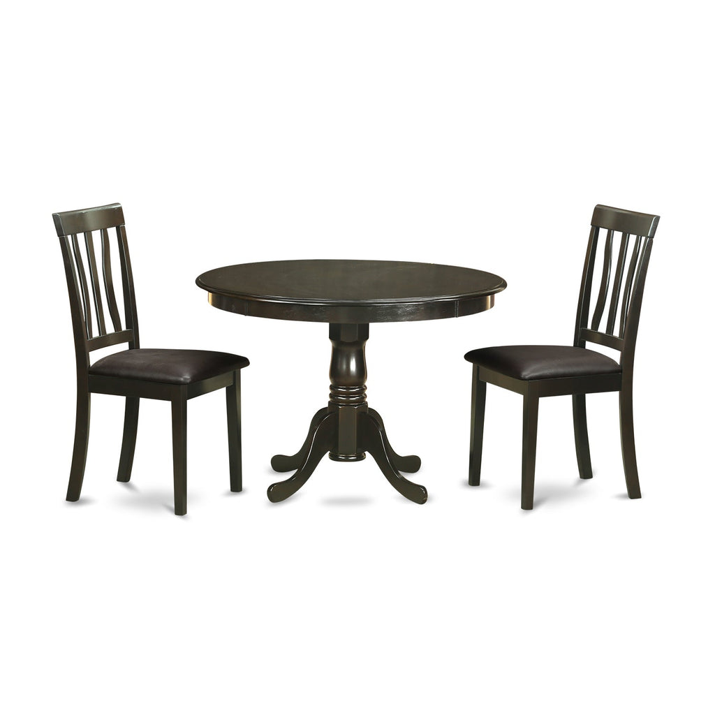 East West Furniture HLAN3-CAP-LC 3Pc Dinette Set - 42 Round Table and 2 Dining Chairs - Cappuccino Color