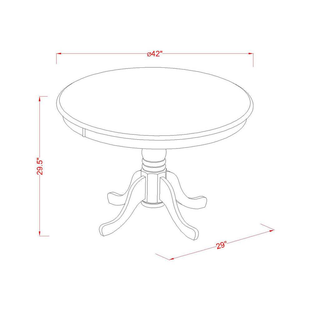 East West Furniture HLQU5-BMK-W 5 Piece Dining Table Set for 4 Includes a Round Kitchen Table with Pedestal and 4 Dinette Chairs, 42x42 Inch, Buttermilk & Cherry