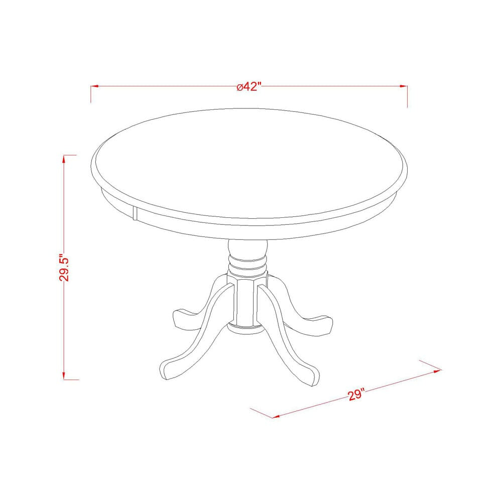 East West Furniture HBMZ5-AWA-32 5 Piece Dining Room Furniture Set Contains a Round Dining Table and 4 Parson Chairs, 42x42 Inch, Antique Walnut