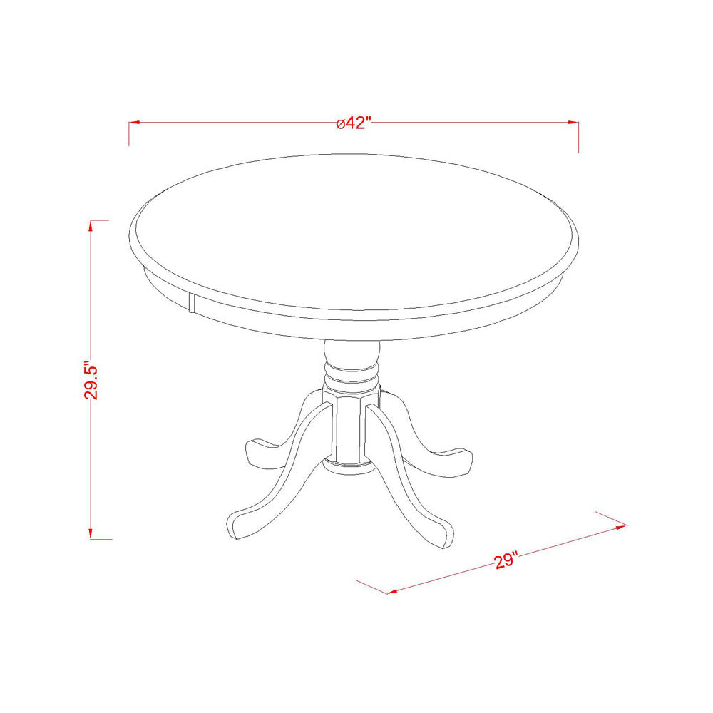 East West Furniture HLLA3-LWH-06 3 Piece Dinette Set for Small Spaces Contains a Round Dining Table with Pedestal and 2 Shitake Linen Fabric Parson Dining Chairs