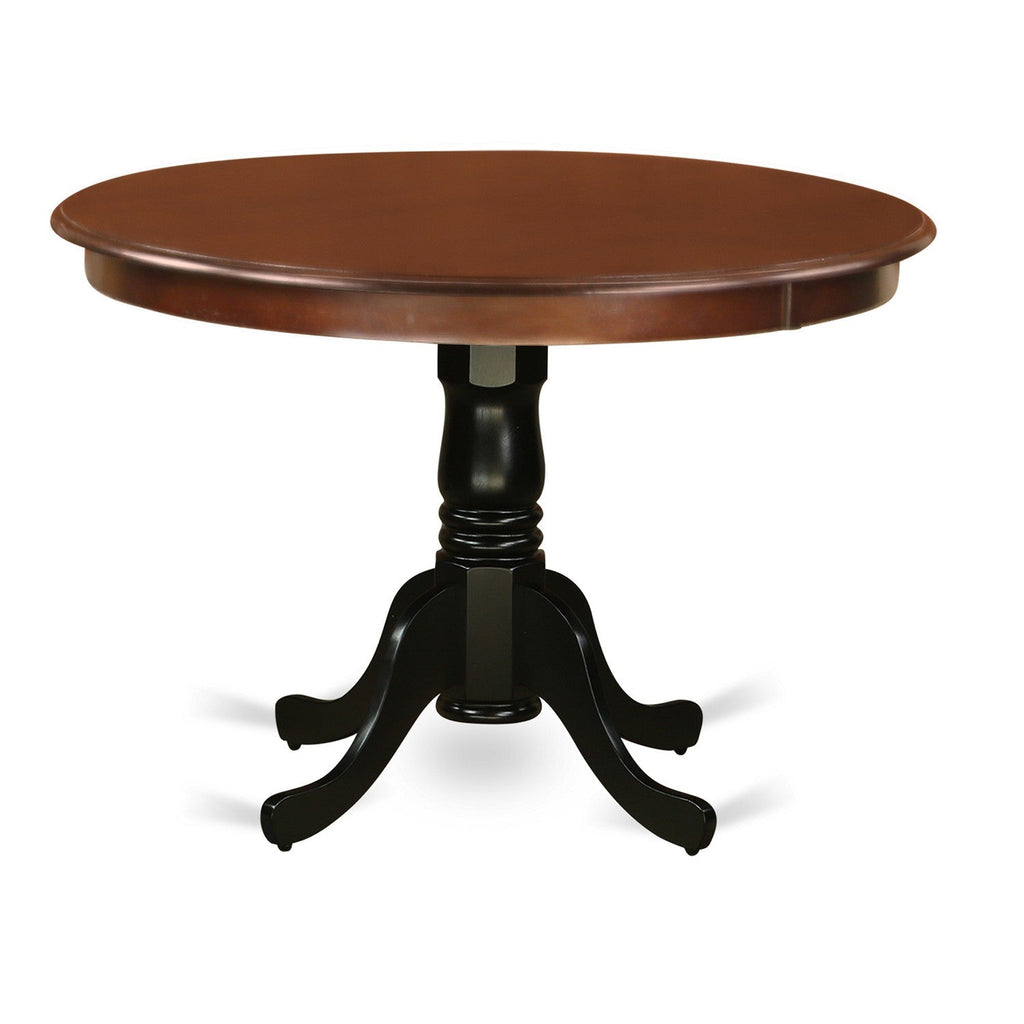 East West Furniture HLT-MBK-TP Hartland Dining Room Table - a Round Kitchen Table Top with Pedestal Base, 42x42 Inch, Mahogany & Black