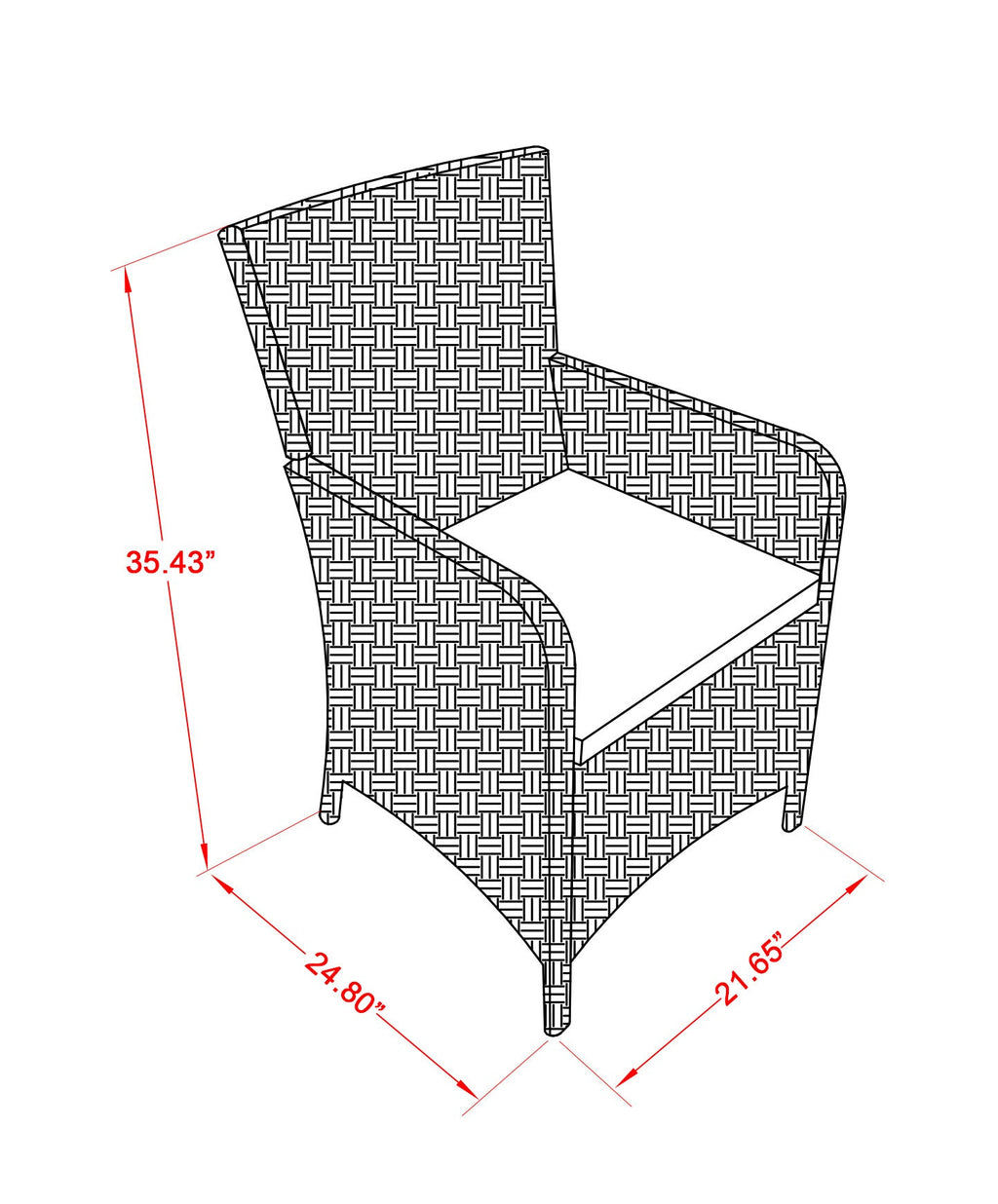 East West Furniture VLLU5-53V Juego de muebles de patio de mimbre para exterior de 5 piezas Incluye una mesa de comedor de bistró rectangular con tapa de vidrio y 4 sillones de balcón con cojín