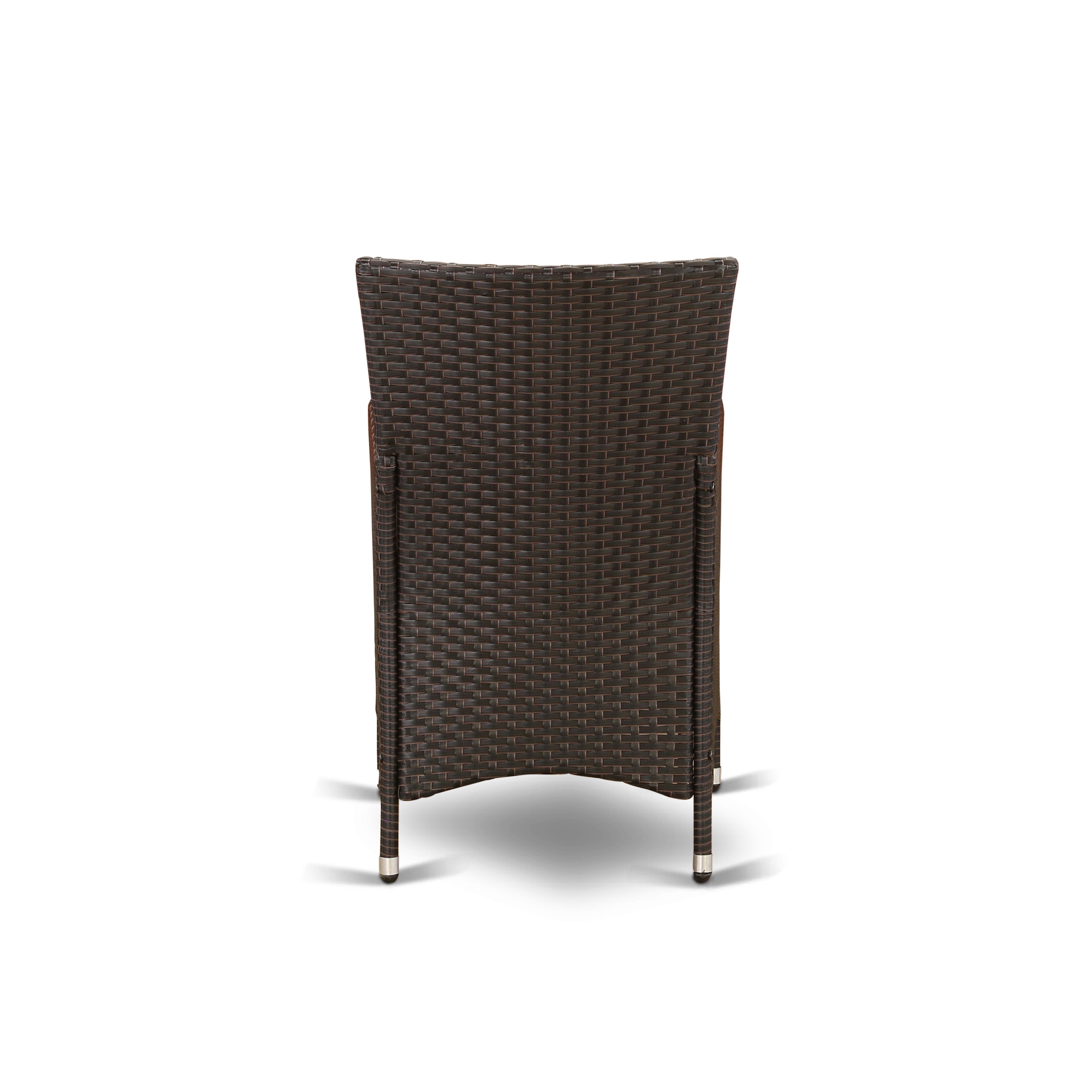 East West Furniture LULU5-63S Juego de muebles de patio de mimbre para exterior de 5 piezas Incluye una mesa de comedor de bistró rectangular con tapa de vidrio y 4 sillones de balcón con cojín
