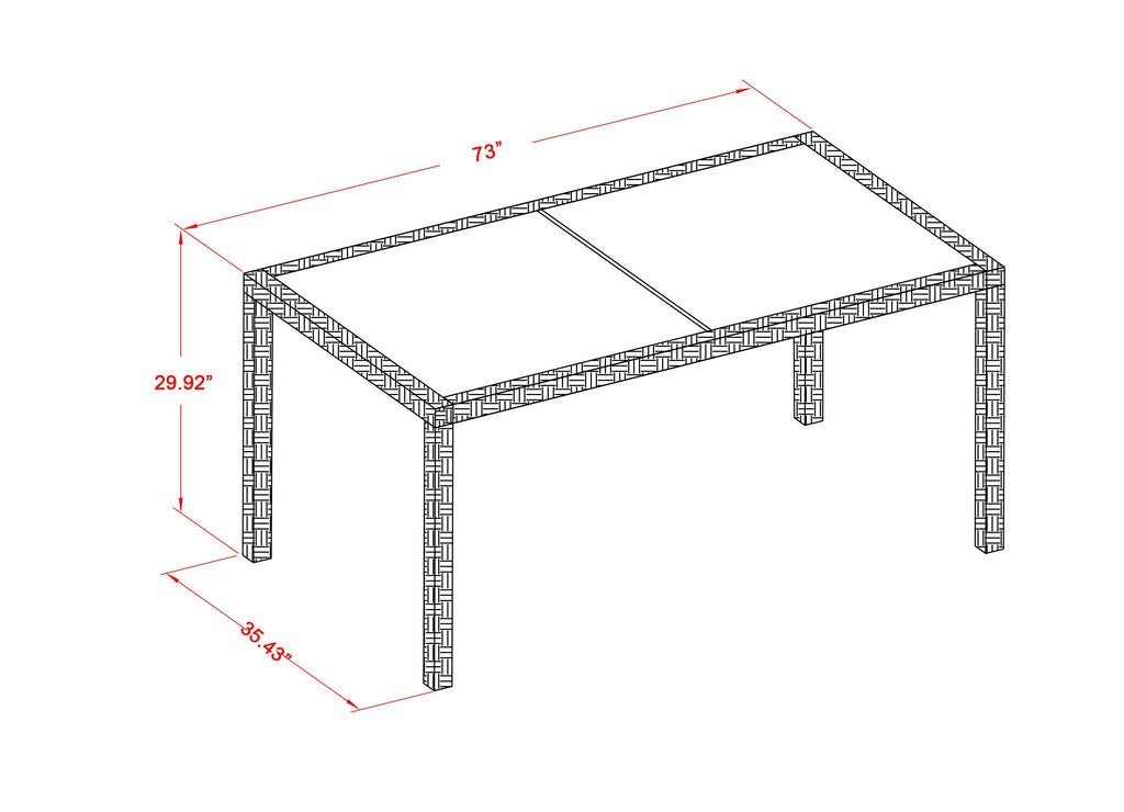 Conjunto de conversación para patio al aire libre de 5 piezas LULU5-53V de East West Furniture. Incluye una mesa de comedor rectangular de mimbre con tapa de vidrio y 4 sillones para balcón y patio trasero con cojín.