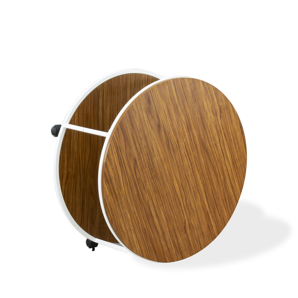 East West Furniture HRCTW01 Harley Coffee Table - Round Mid Century Modern Center Table with 2 Tier  for Living Room