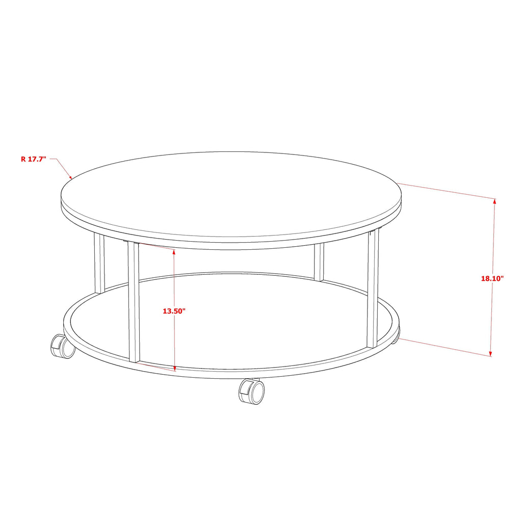 East West Furniture HRCTW01 Harley Coffee Table - Round Mid Century Modern Center Table with 2 Tier  for Living Room