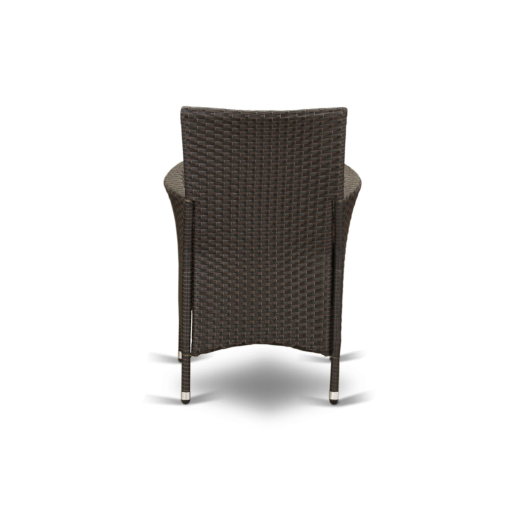East West Furniture LUVL7-63S 7 Piece Patio Furniture Sets Wicker Outdoor Set Consist of a Rectangle Dining Table with Glass Top and 6 Balcony Armchair with Cushion