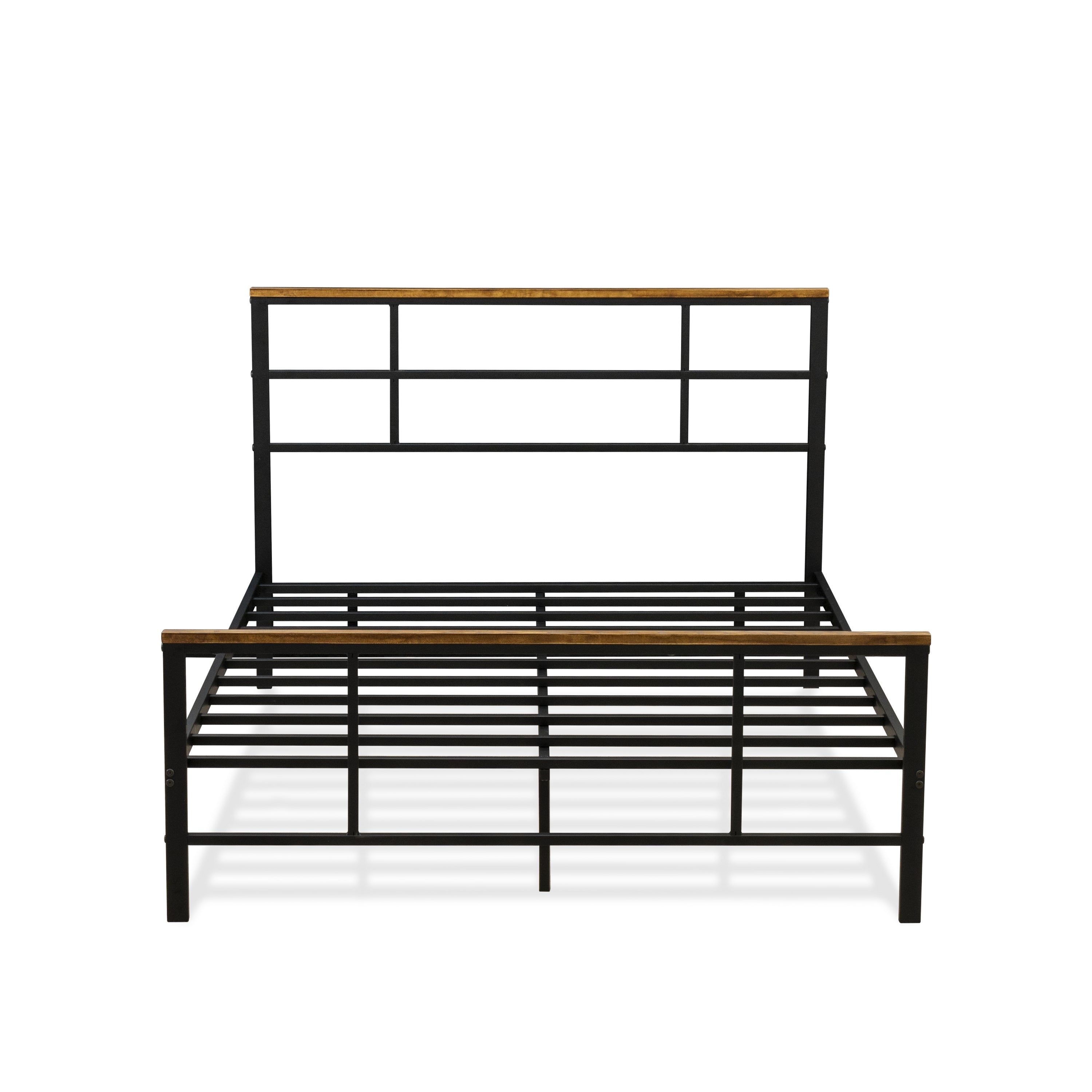 East West Furniture IGFBB04 Ingram Full Size Bed with 7 Metal Legs - Lavish Bed in Powder Coating Black Color