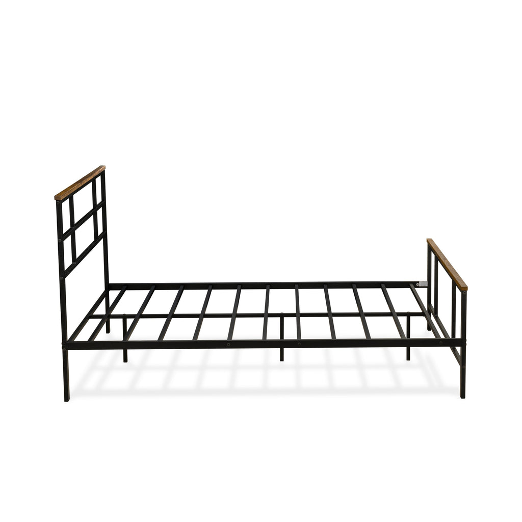East West Furniture IGFBB04 Ingram Full Size Bed with 7 Metal Legs - Lavish Bed in Powder Coating Black Color