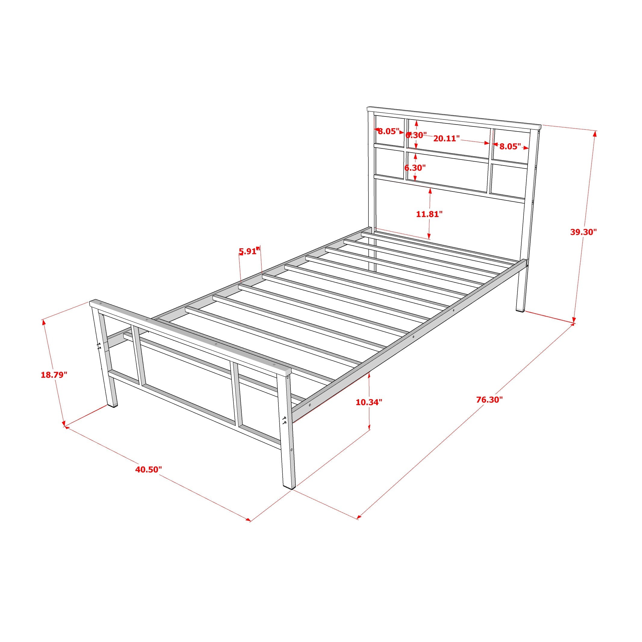 East West Furniture IGTBB04 Ingram Modern Bed Frame with 4 Metal Legs - High-class Bed Frame in Powder Coating Black Color