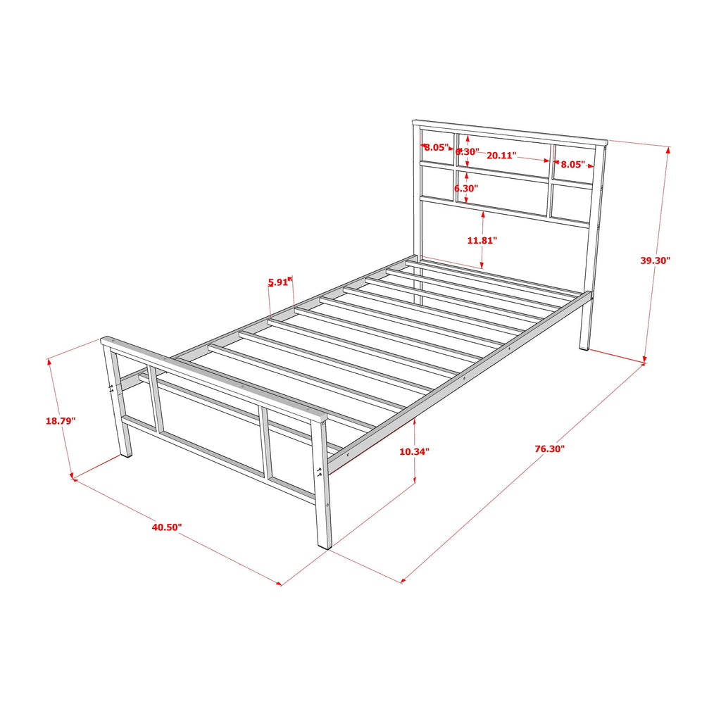East West Furniture IGTBB04 Ingram - Estructura de cama moderna con 4 patas de metal - Estructura de cama de alta gama con recubrimiento en polvo negro