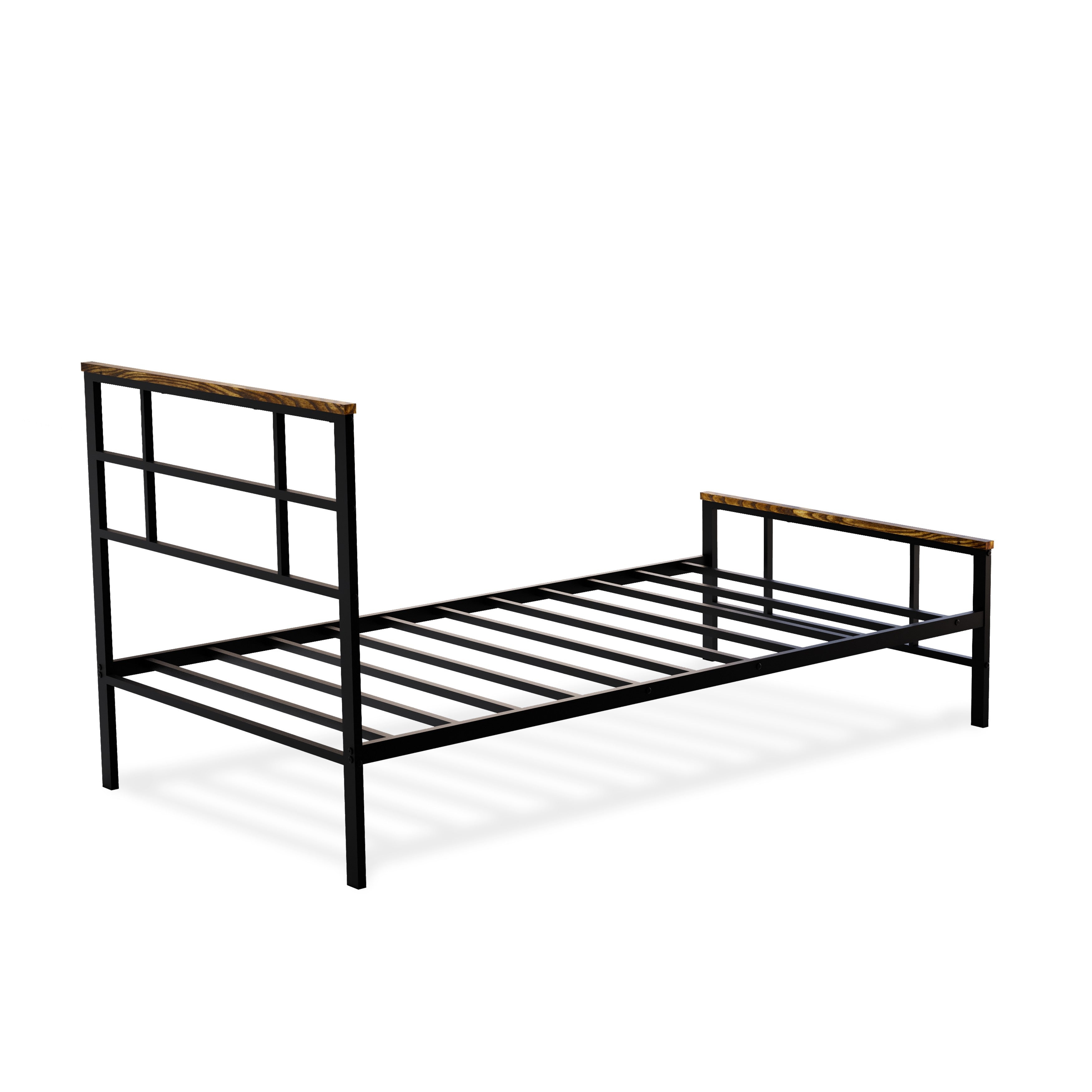 East West Furniture IGTBB04 Ingram Modern Bed Frame with 4 Metal Legs - High-class Bed Frame in Powder Coating Black Color