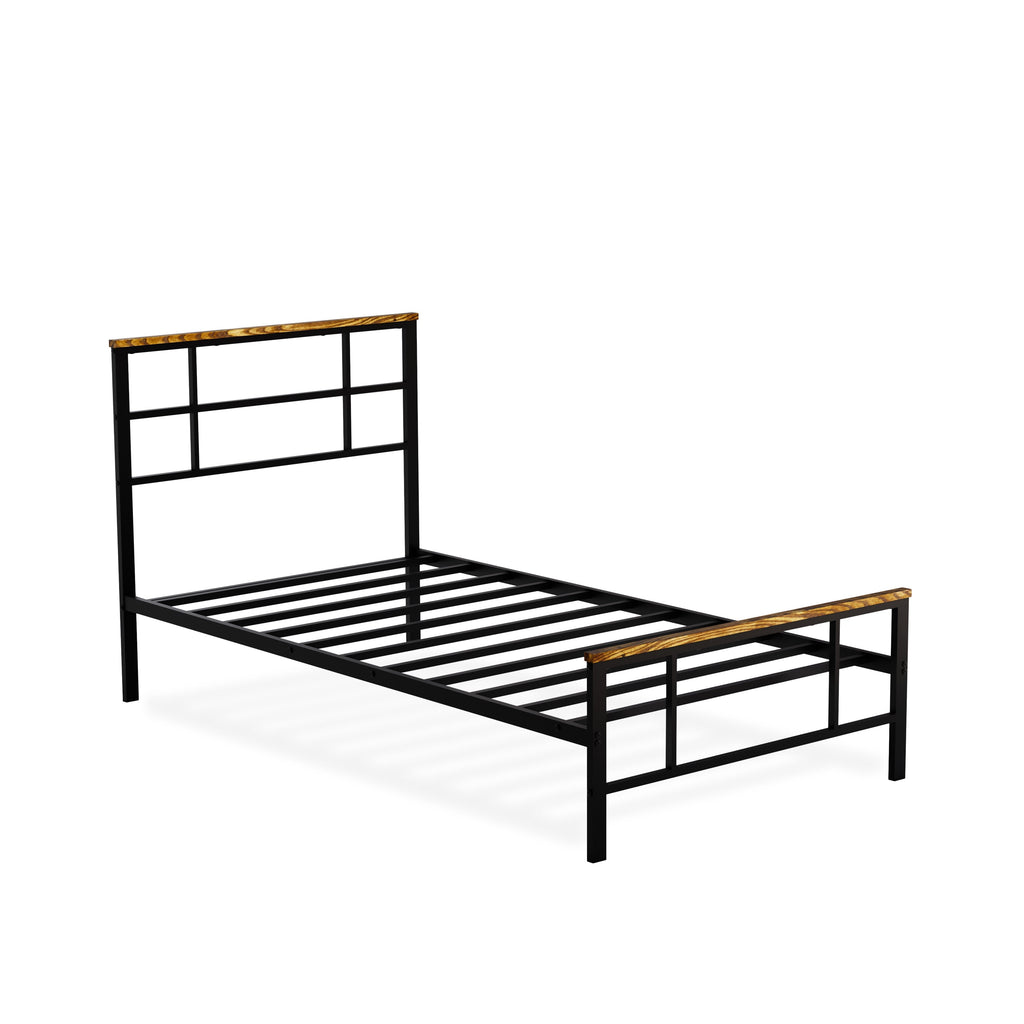 East West Furniture IGTBB04 Ingram - Estructura de cama moderna con 4 patas de metal - Estructura de cama de alta gama con recubrimiento en polvo negro