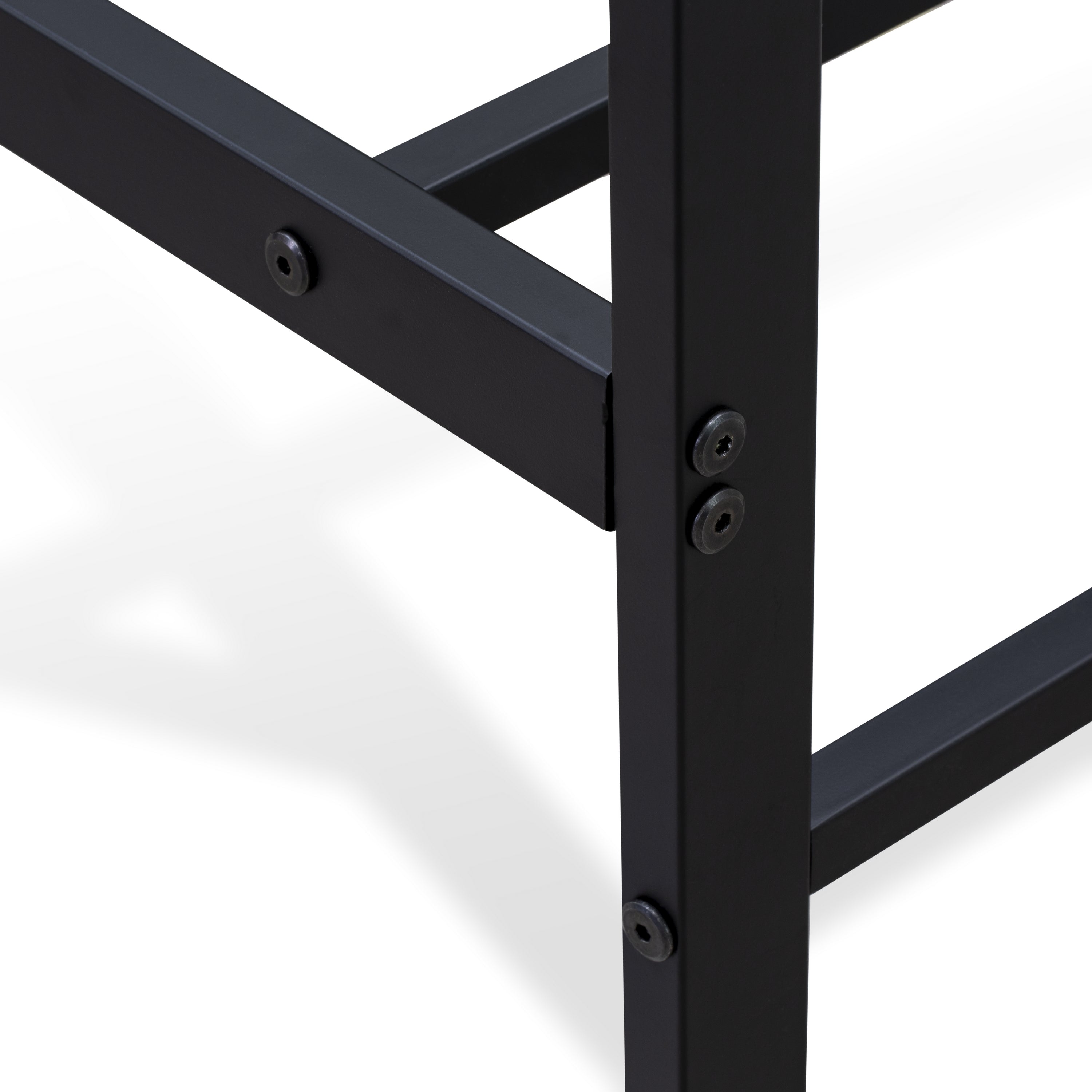 East West Furniture IGTBB04 Ingram Modern Bed Frame with 4 Metal Legs - High-class Bed Frame in Powder Coating Black Color