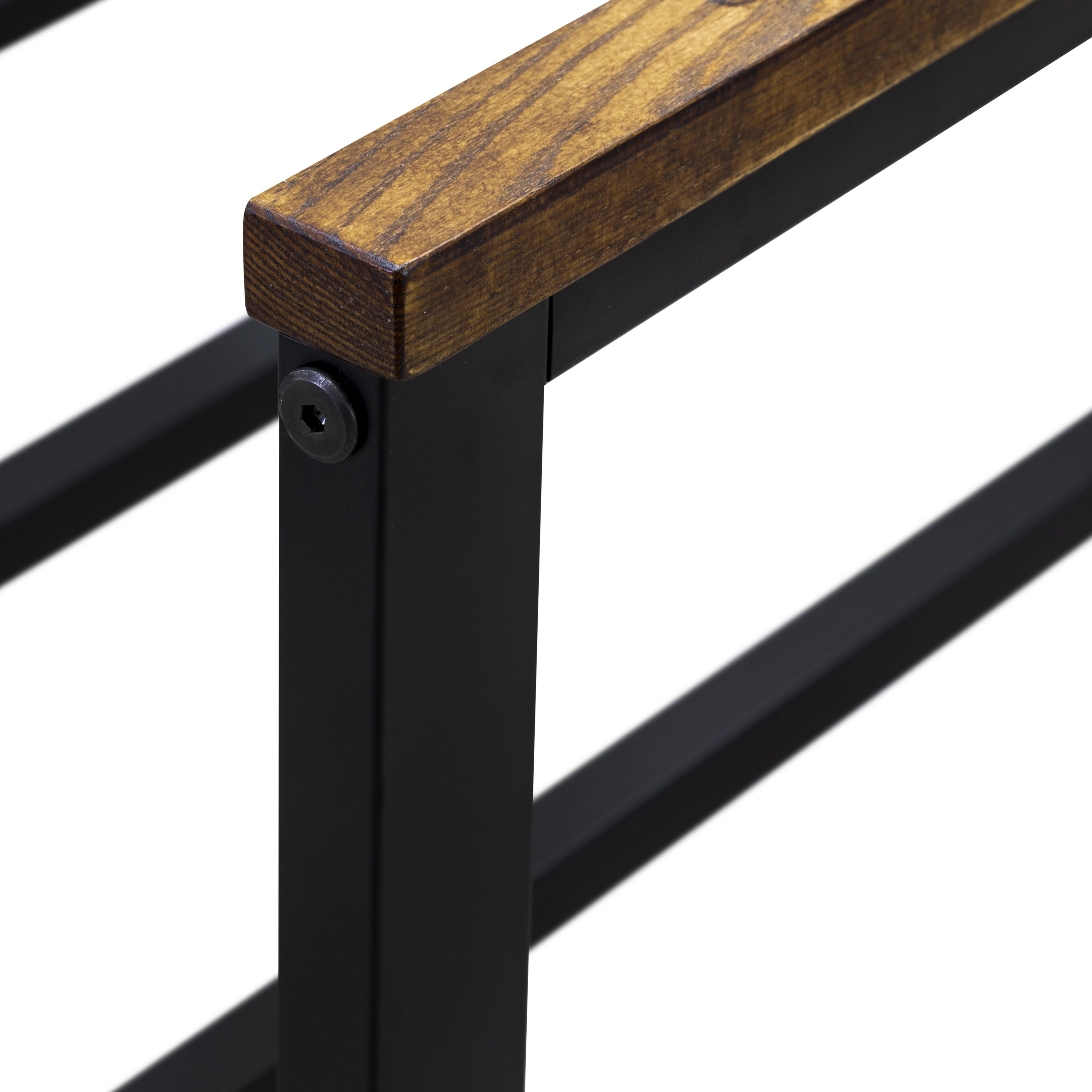 East West Furniture IGTBB04 Ingram Modern Bed Frame with 4 Metal Legs - High-class Bed Frame in Powder Coating Black Color