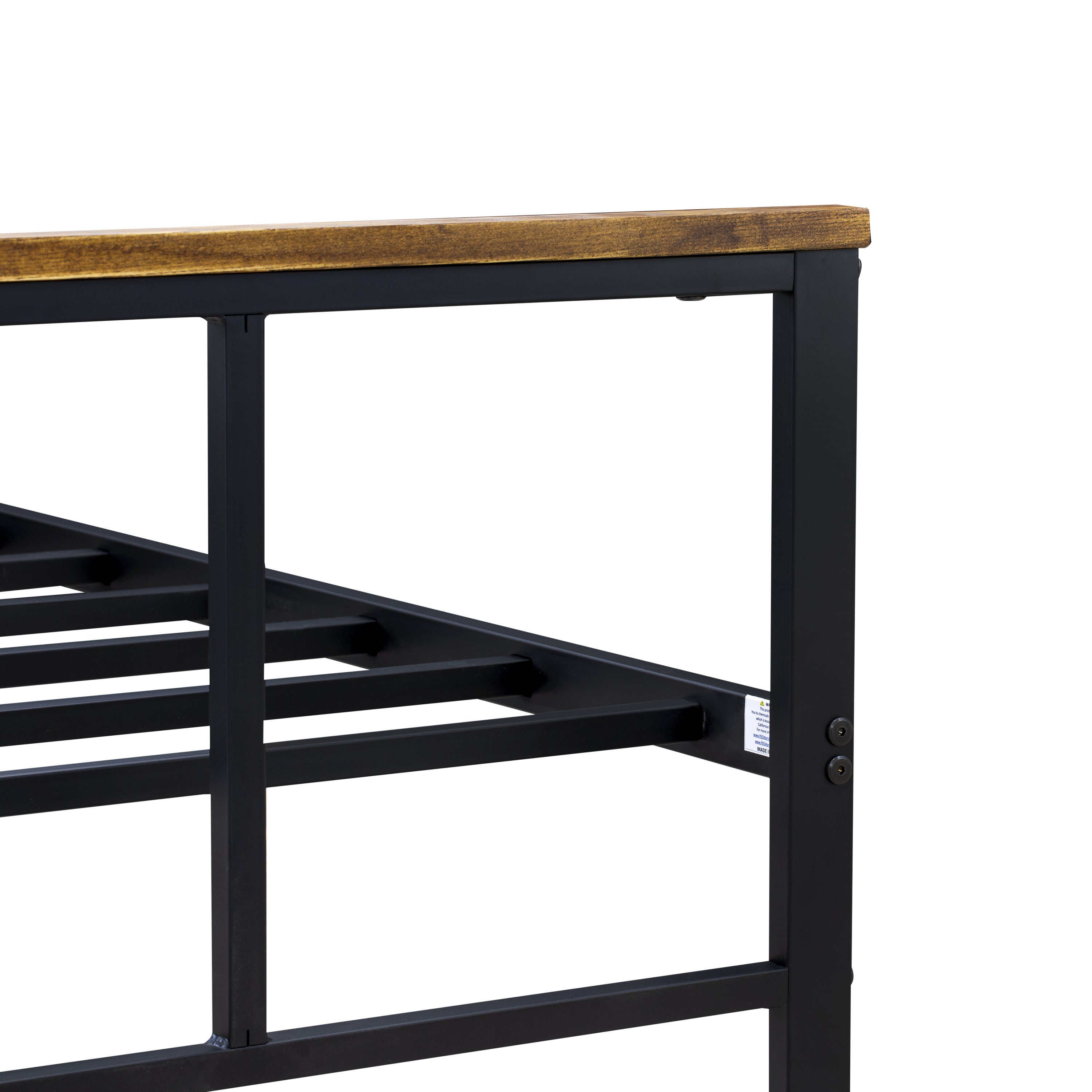 East West Furniture IGTBB04 Ingram Modern Bed Frame with 4 Metal Legs - High-class Bed Frame in Powder Coating Black Color