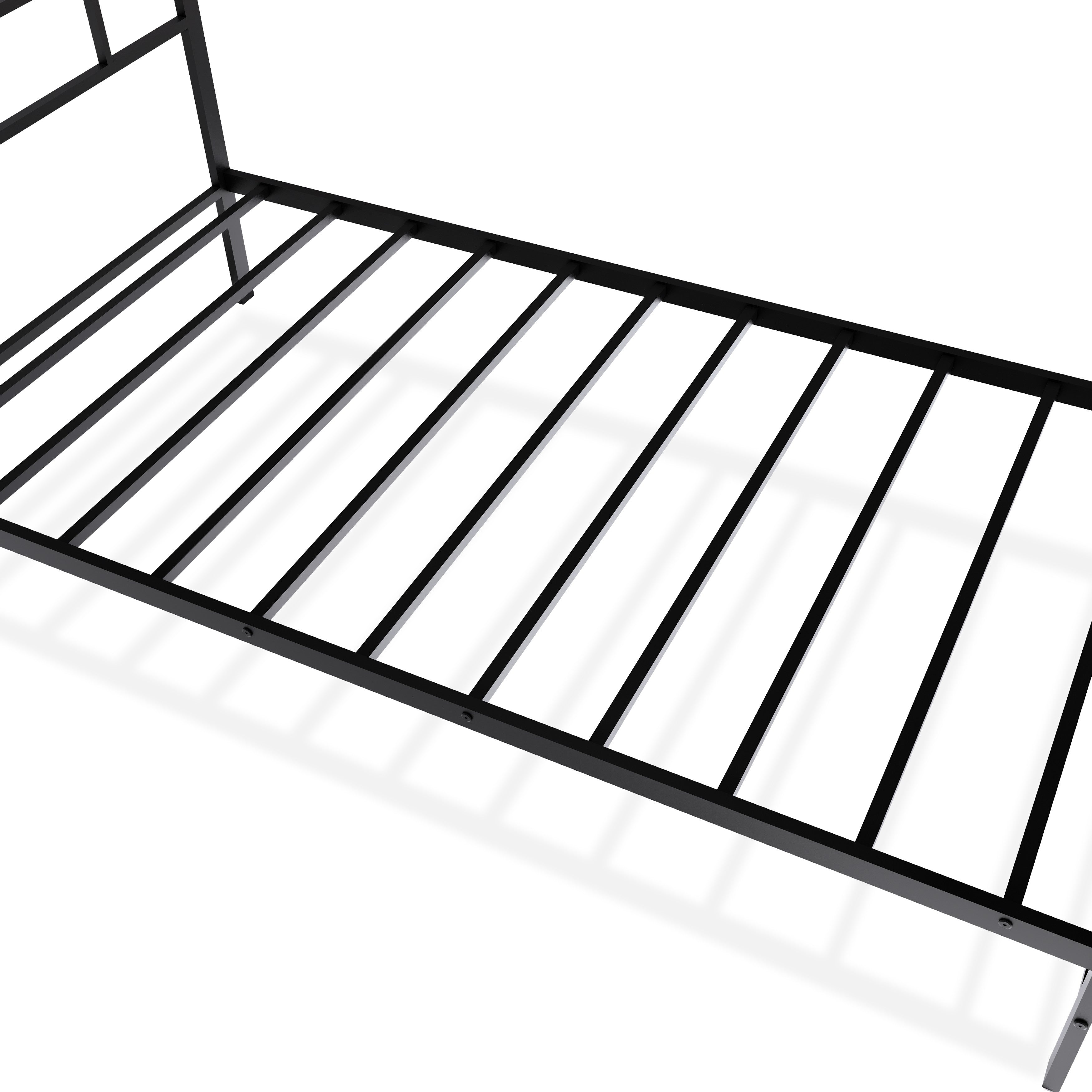 East West Furniture IGTBB04 Ingram Modern Bed Frame with 4 Metal Legs - High-class Bed Frame in Powder Coating Black Color