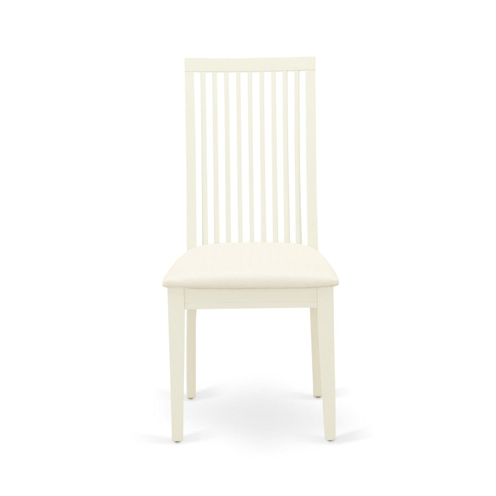 Juego de mesa de comedor de 3 piezas East West Furniture MZIP3-LWH-C. Incluye una mesa de cocina rectangular con alas abatibles y 2 sillas de comedor tapizadas en tela de lino.