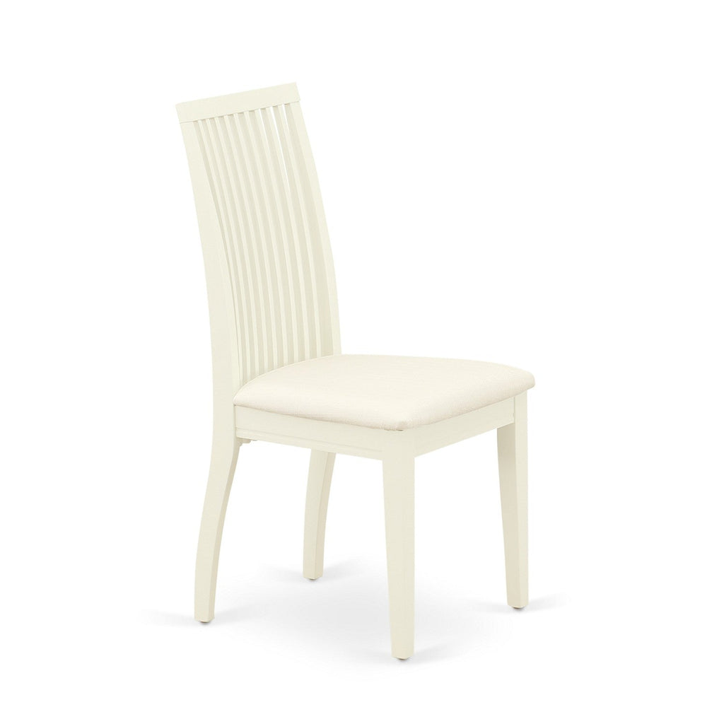 East West Furniture IPC-LWH-C Ipswich Dining Chairs - Linen Fabric Upholstered Wood Chairs, Set of 2, Linen White