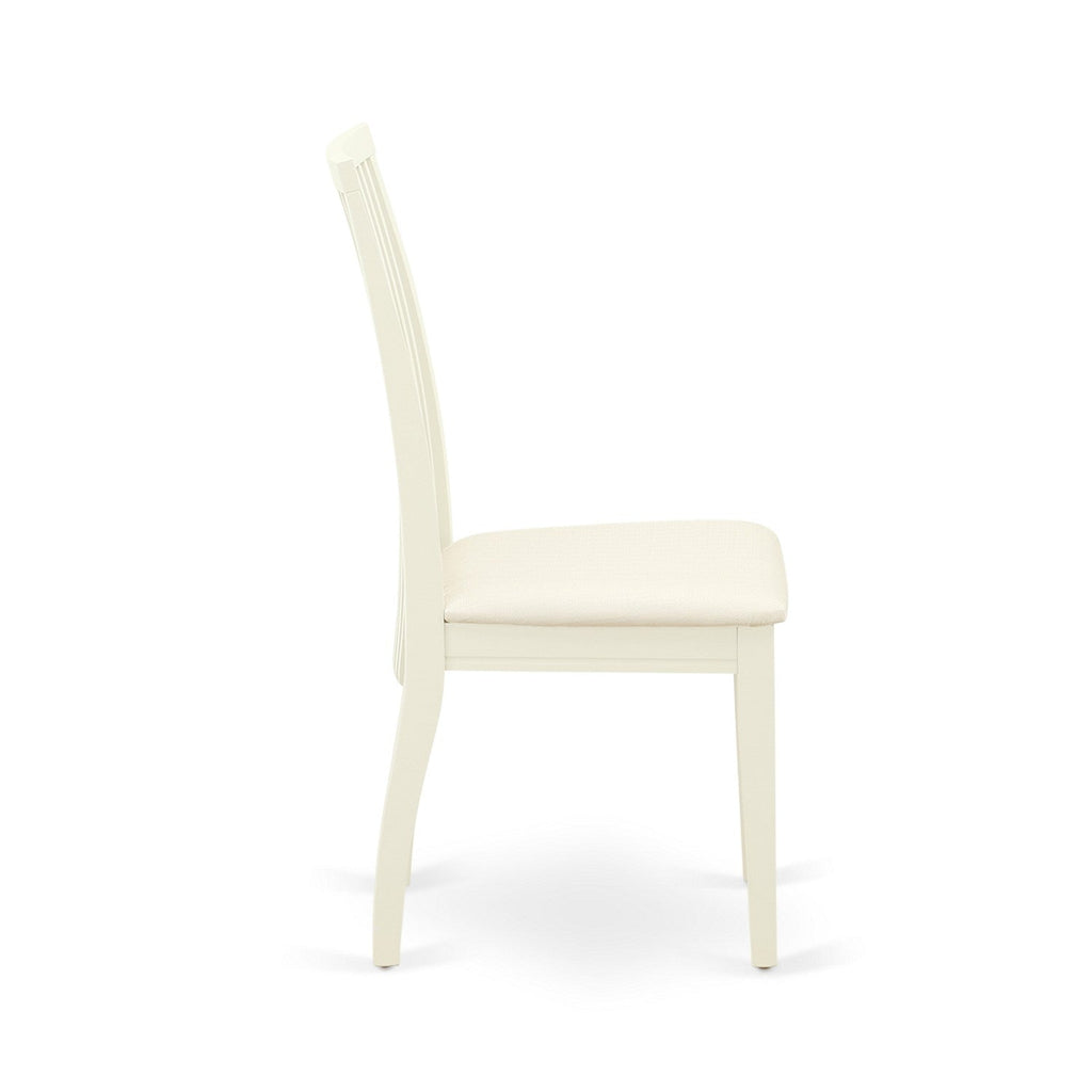 Juego de mesa de comedor de 3 piezas East West Furniture MZIP3-LWH-C. Incluye una mesa de cocina rectangular con alas abatibles y 2 sillas de comedor tapizadas en tela de lino.