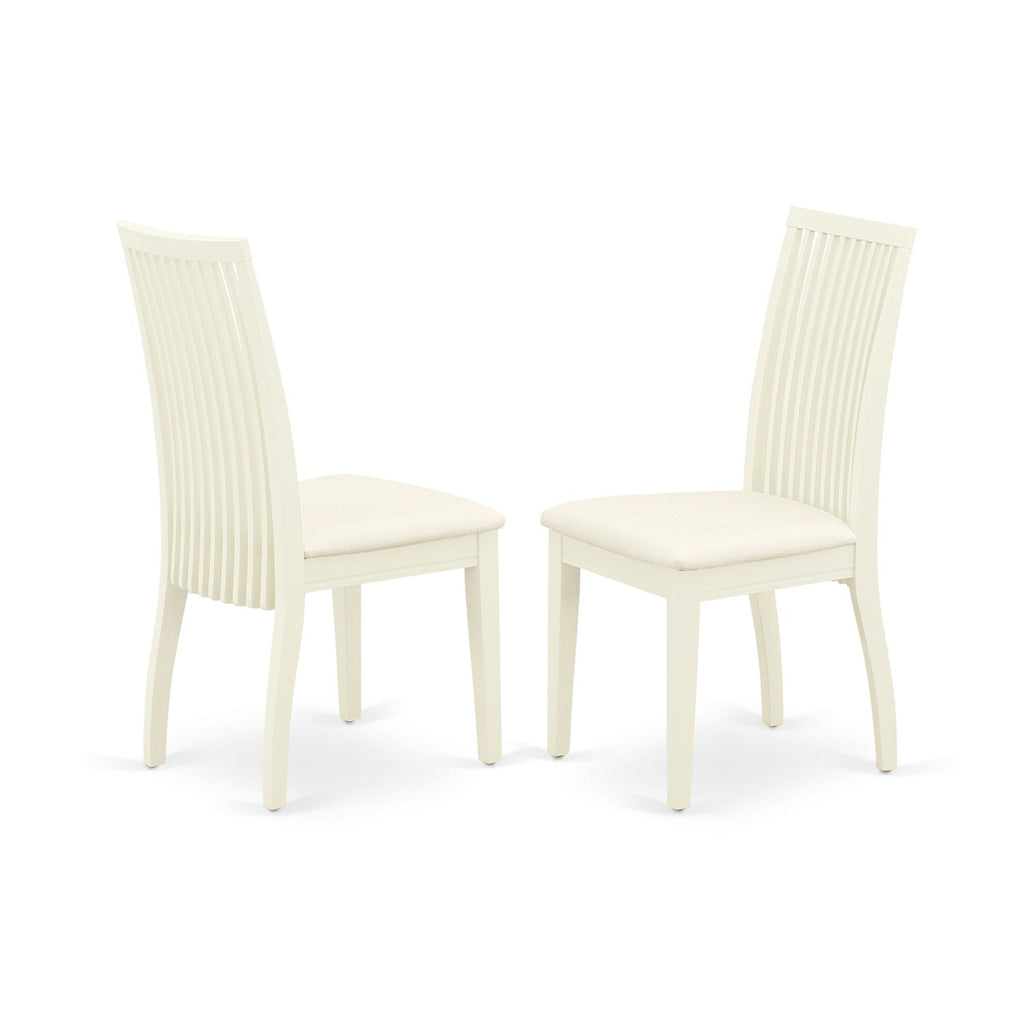 Juego de mesa de comedor de 3 piezas East West Furniture MZIP3-LWH-C. Incluye una mesa de cocina rectangular con alas abatibles y 2 sillas de comedor tapizadas en tela de lino.