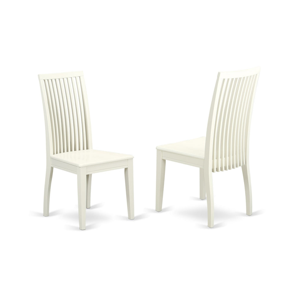 Juego de mesa de comedor moderna de 5 piezas East West Furniture ANIP5-LWH-W. Incluye una mesa de cocina redonda con pedestal y 4 sillas de comedor.