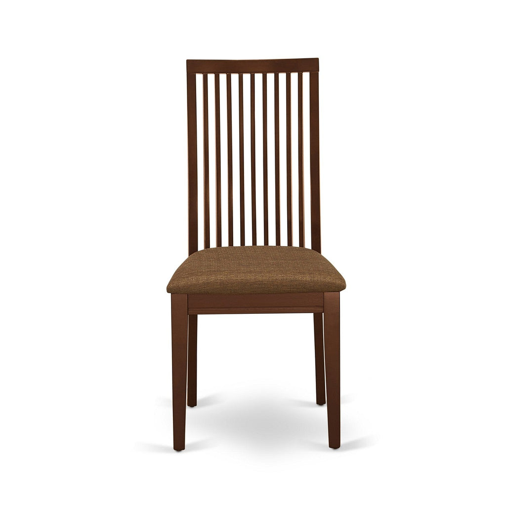 Juego de comedor de 3 piezas East West Furniture MZIP3-MAH-C. Incluye una mesa de cocina rectangular con alas abatibles y dos sillas de comedor tapizadas en tela de lino.
