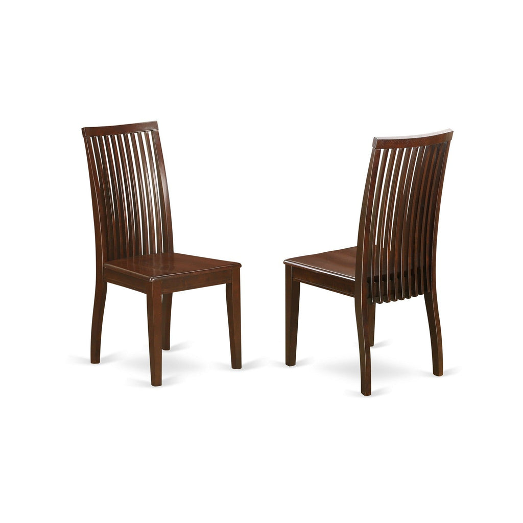 East West Furniture IPC-MAH-W Ipswich Kitchen Dining Chairs - Slat Back Wooden Seat Chairs, Set of 2, Mahogany