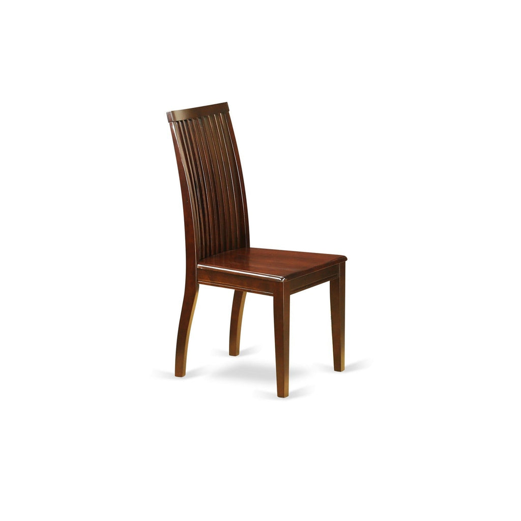 East West Furniture IPC-MAH-W Ipswich Kitchen Dining Chairs - Slat Back Wooden Seat Chairs, Set of 2, Mahogany