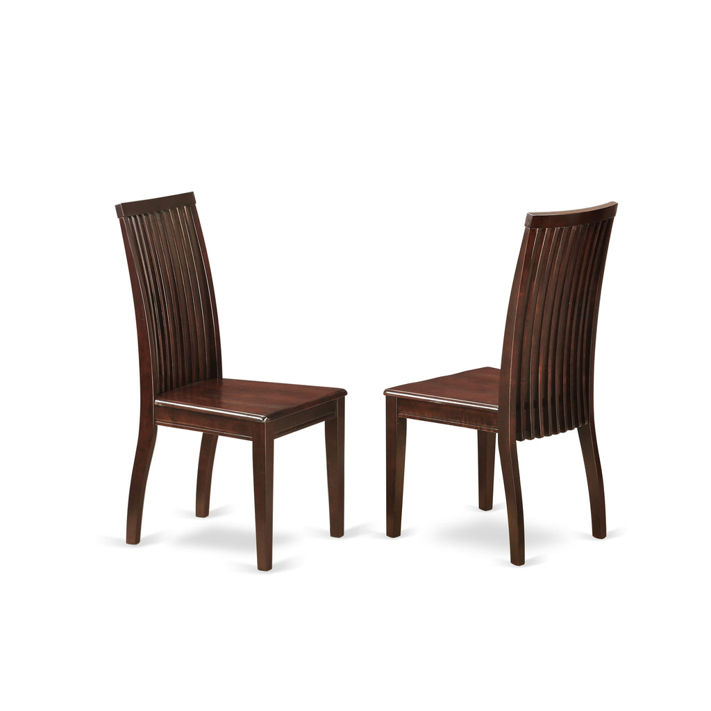 East West Furniture NDIP3-MAH-W 3 Piece Dining Room Furniture Set Contains a Rectangle Dining Table with Dropleaf and 2 Wood Seat Chairs
