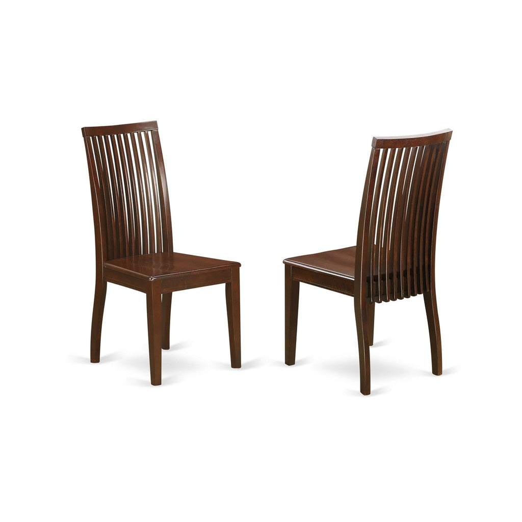 Juego de comedor de 3 piezas East West Furniture NOIP3-MAH-W. Incluye una mesa de cocina rectangular con diseño de hojas de mariposa y 2 sillas de comedor.