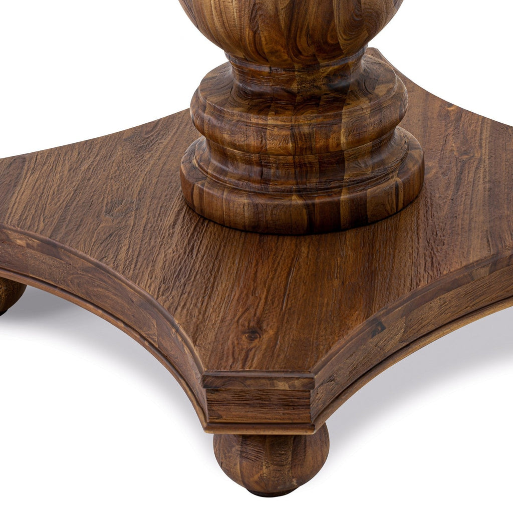 East West Furniture IR2-0N-TP Irving Rustic Farmhouse Table - a Round Dining Table Top with Pedestal Base, 48x48 Inch, Sandblasting Antique Walnut