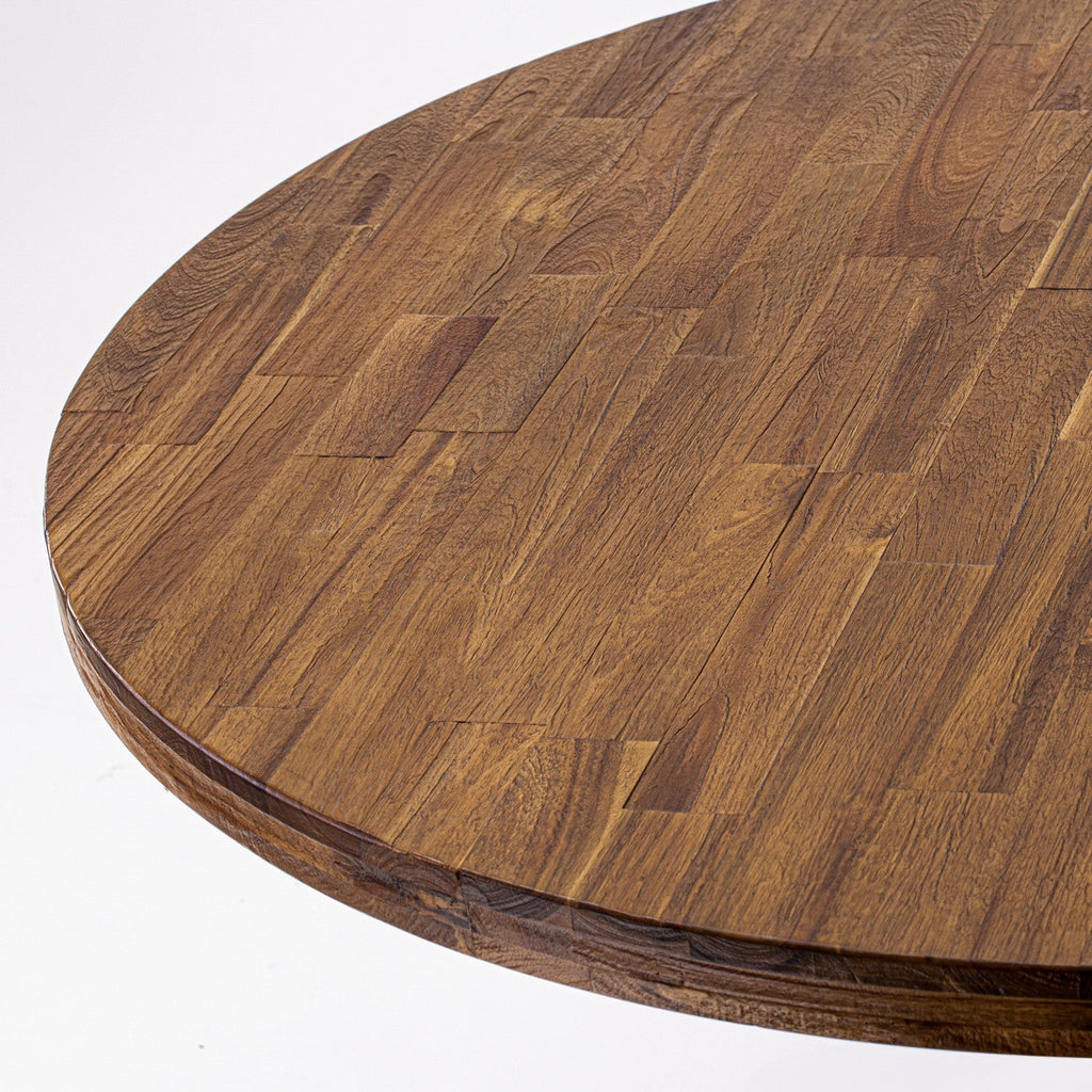 East West Furniture IR3-0N-TP Irving Kitchen Dining Table - a Round Wooden Table Top with Pedestal Base, 48x48 Inch, Sandblasting Antique Walnut