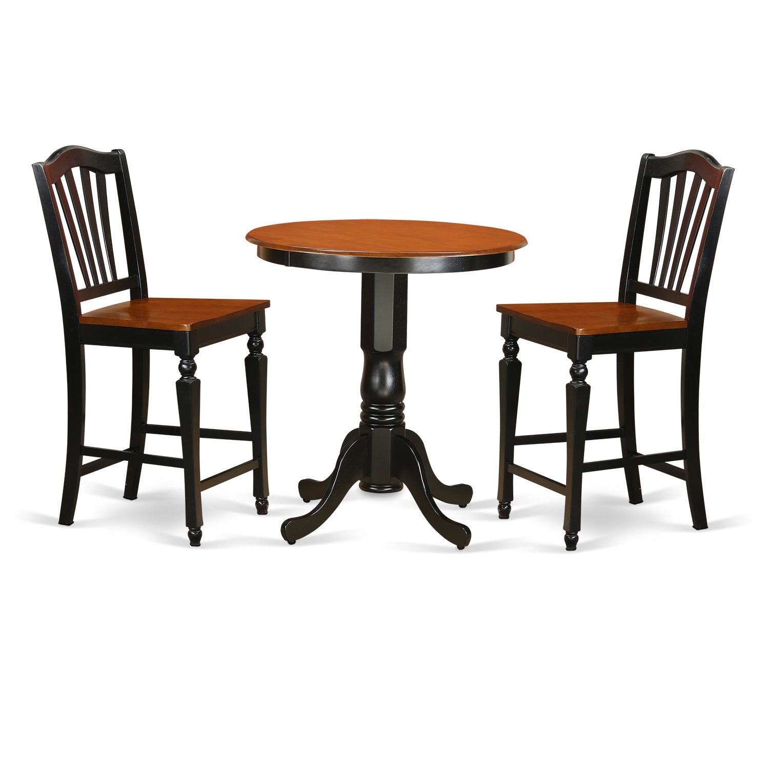 JACH3-BLK-W 3 Pc counter height Dining set-pub Table and 2 Dining Chairs.