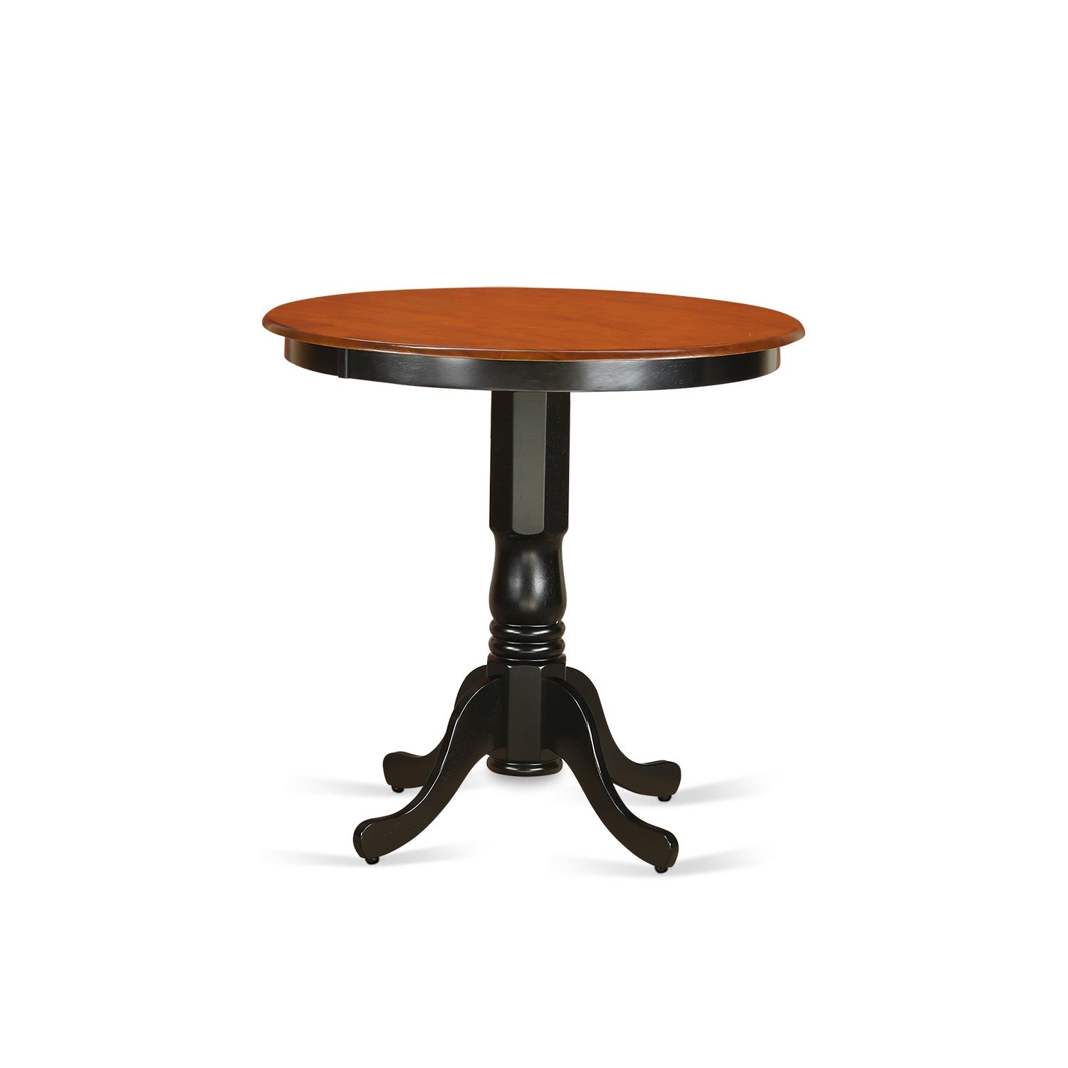 Juego de pub de 5 piezas East West Furniture JAFA5-BLK-W con altura de mostrador. Incluye una mesa de comedor redonda con pedestal y 4 sillas de comedor de cocina.