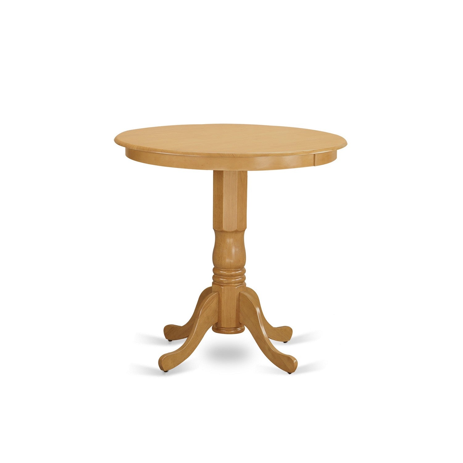 Juego de pub de 3 piezas East West Furniture JAPB3-OAK-W con altura de mostrador para espacios pequeños. Contiene una mesa de cocina redonda con pedestal y 2 sillas de comedor.
