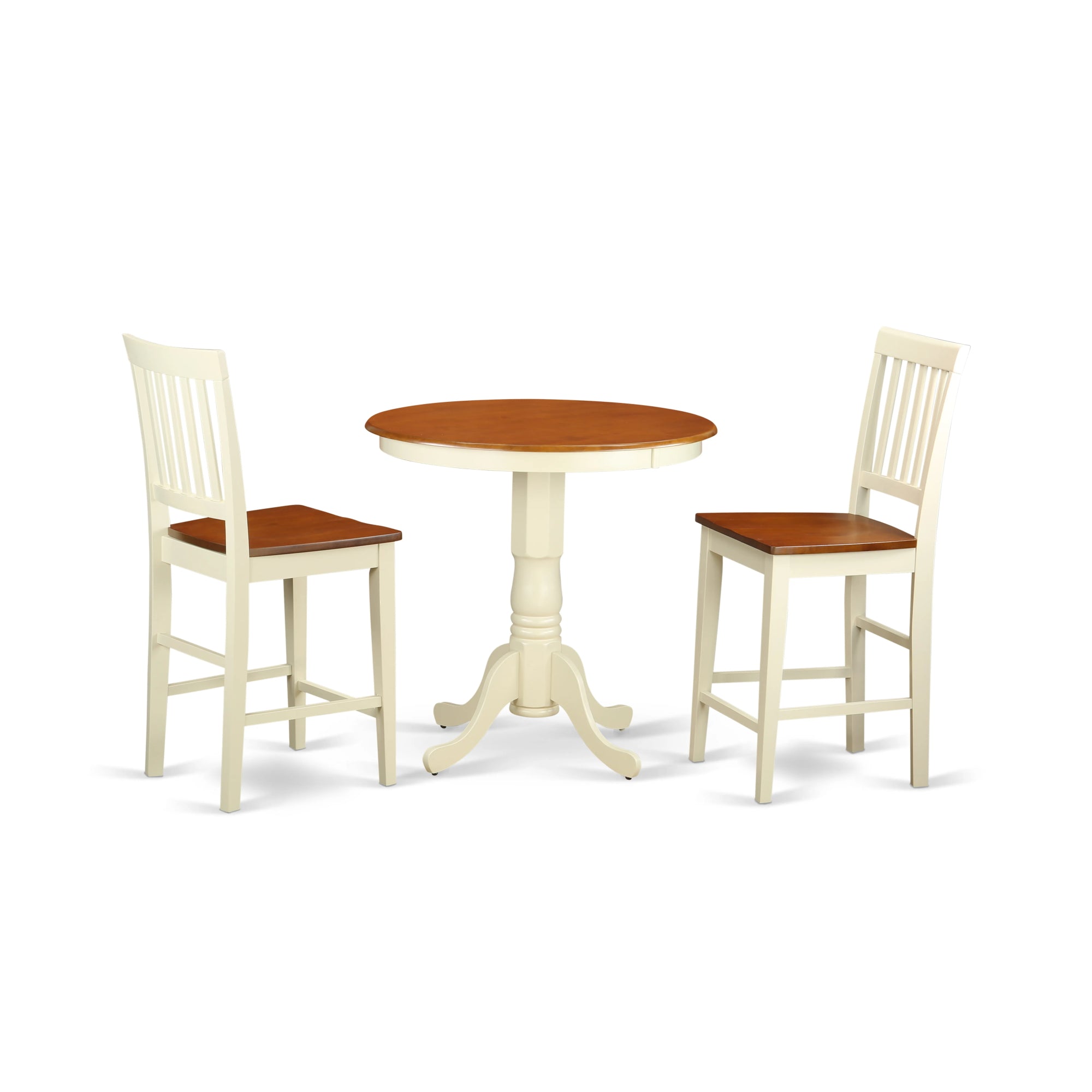 JAVN3-WHI-W 3 Pc counter height Dining set-counter height Table and 2 Kitchen Chairs