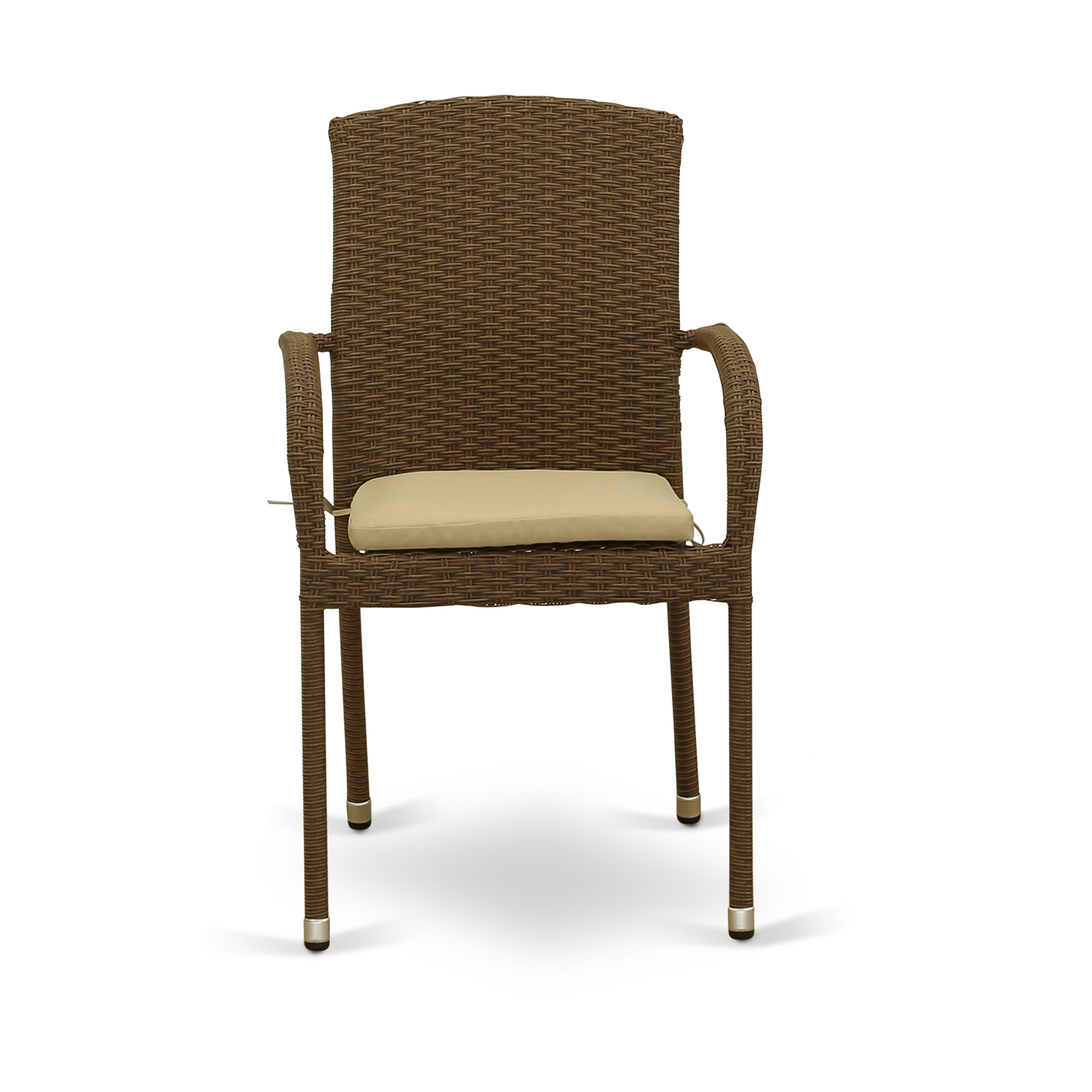 East West Furniture JUJU5-02A Conjunto de conversación para patio al aire libre de 5 piezas Incluye una mesa de comedor rectangular de mimbre con tapa de vidrio y 4 sillones para balcón y patio trasero con cojín