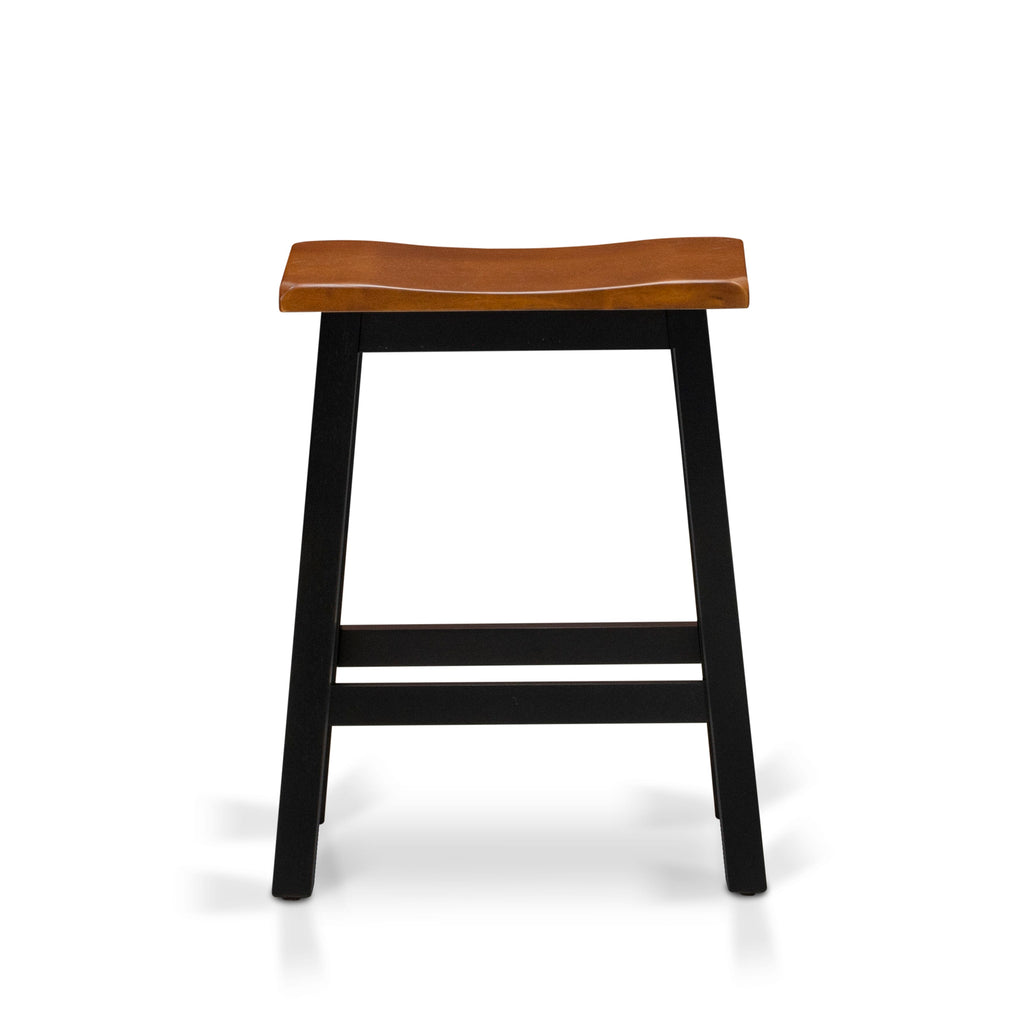 EAST WEST FURNITURE - KATY4-BCH-W - 4 Piece Kitchen Dining Table Set Contains a Dining Room Table, 2 Stools with a Dining Table Bench - Black & Cherry Finish