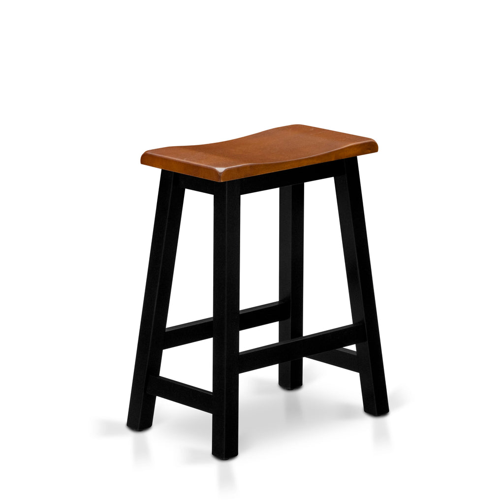EAST WEST FURNITURE - KATY4-BCH-W - 4 Piece Kitchen Dining Table Set Contains a Dining Room Table, 2 Stools with a Dining Table Bench - Black & Cherry Finish