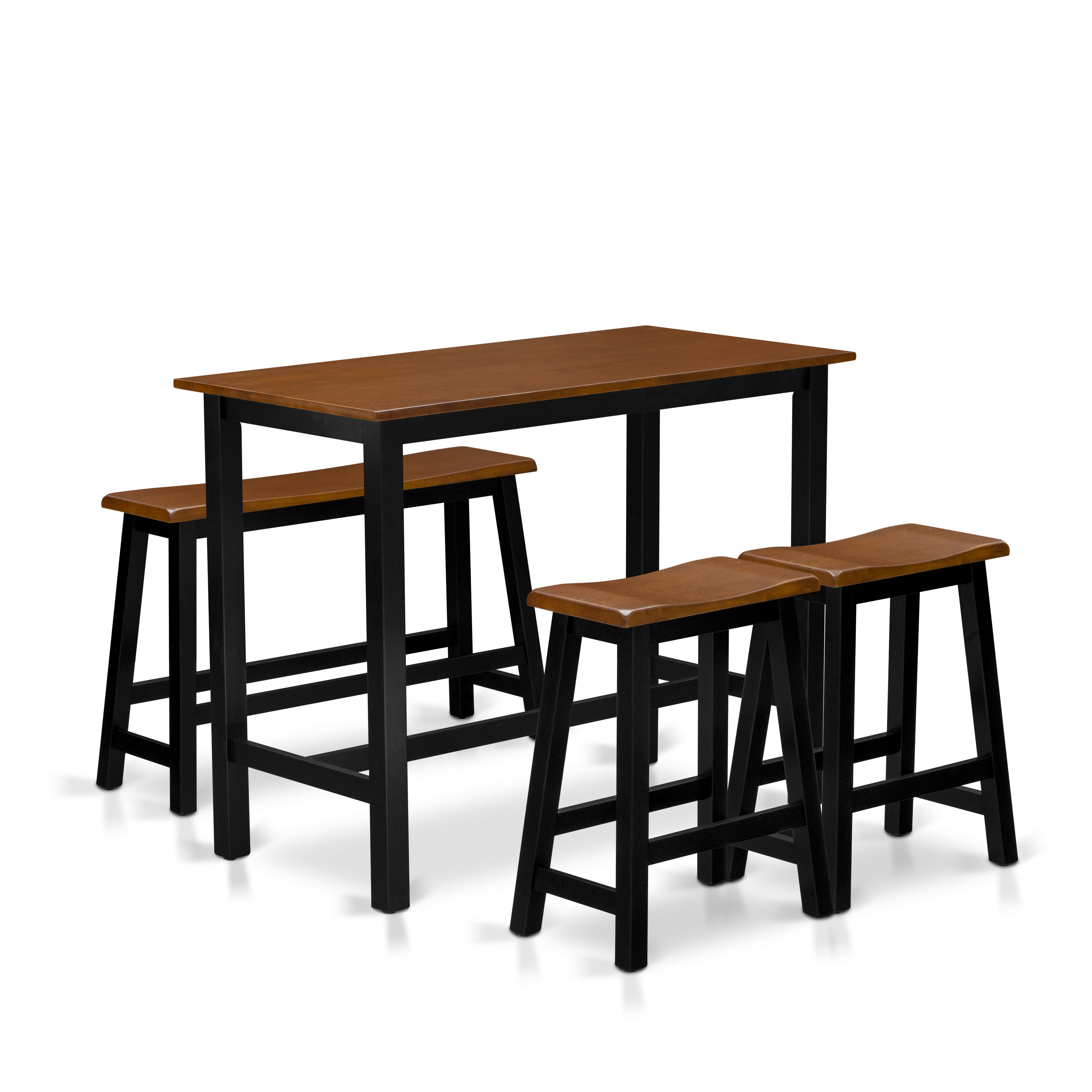 EAST WEST FURNITURE - KATY4-BCH-W - 4 Piece Kitchen Dining Table Set Contains a Dining Room Table, 2 Stools with a Dining Table Bench - Black & Cherry Finish