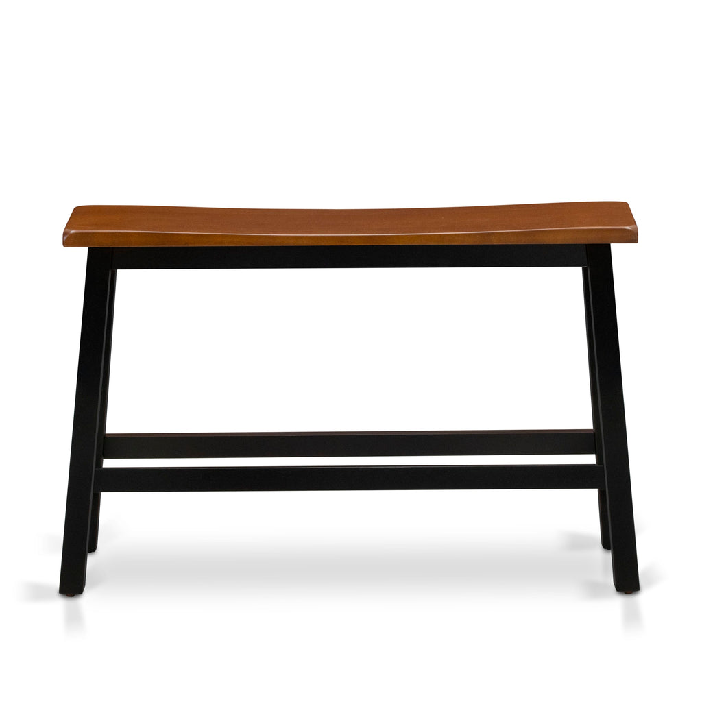EAST WEST FURNITURE - KATY4-BCH-W - 4 Piece Kitchen Dining Table Set Contains a Dining Room Table, 2 Stools with a Dining Table Bench - Black & Cherry Finish