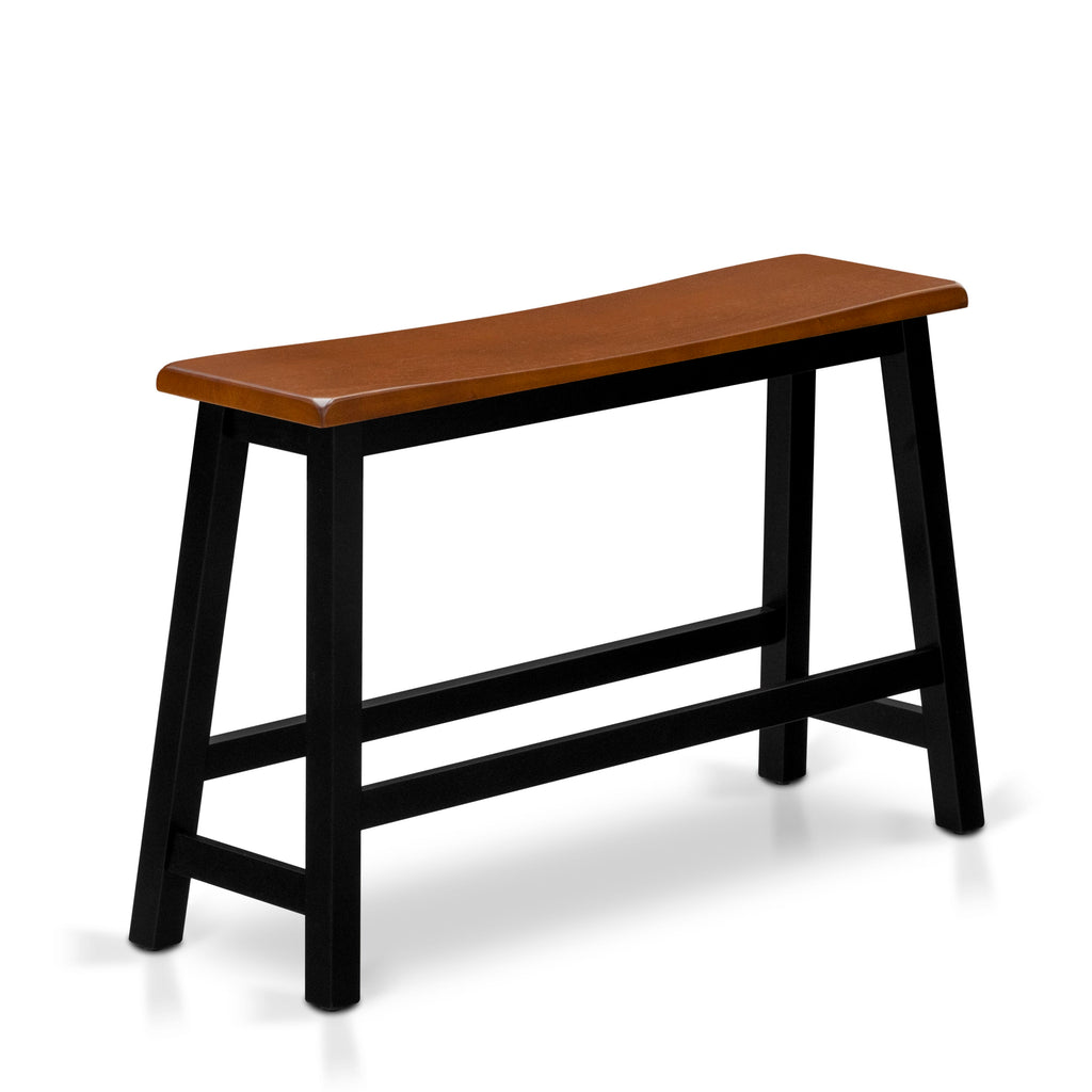 EAST WEST FURNITURE - KATY4-BCH-W - 4 Piece Kitchen Dining Table Set Contains a Dining Room Table, 2 Stools with a Dining Table Bench - Black & Cherry Finish