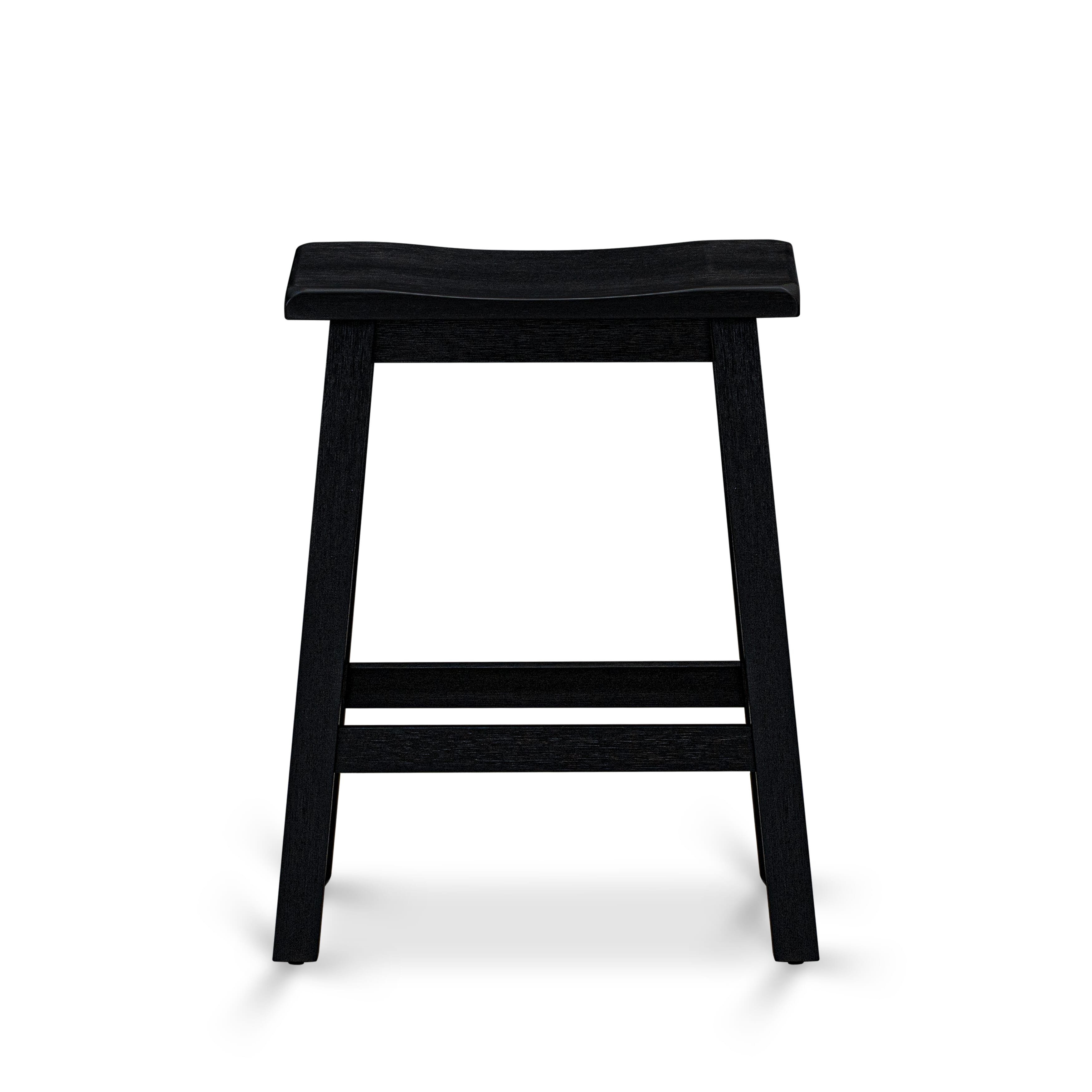EAST WEST FURNITURE - KATY4-WBL-W- 4 Piece Dining Room Table SetsIncludes a Wood Dining Table, 2 Kitchen Stools with a Mid Century Modern Bench - Wire brushed Black Finish