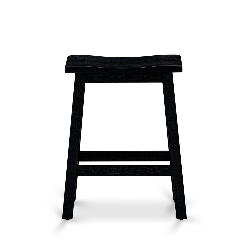 Juego de comedor de 4 piezas KATY4-WBL-W de East West Furniture. Contiene una mesa de comedor rectangular y 2 taburetes con un banco.