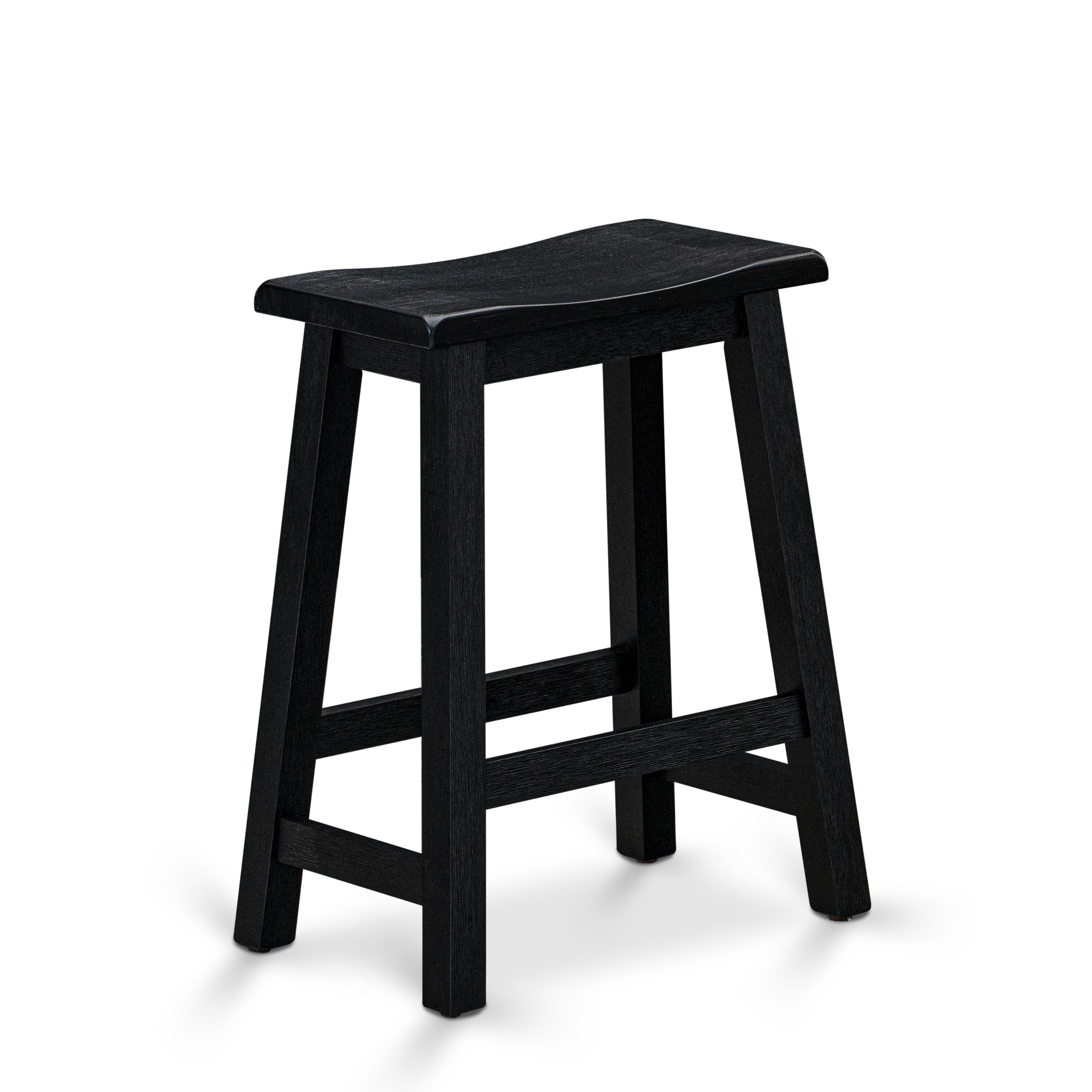 EAST WEST FURNITURE - KATY4-WBL-W- 4 Piece Dining Room Table SetsIncludes a Wood Dining Table, 2 Kitchen Stools with a Mid Century Modern Bench - Wire brushed Black Finish