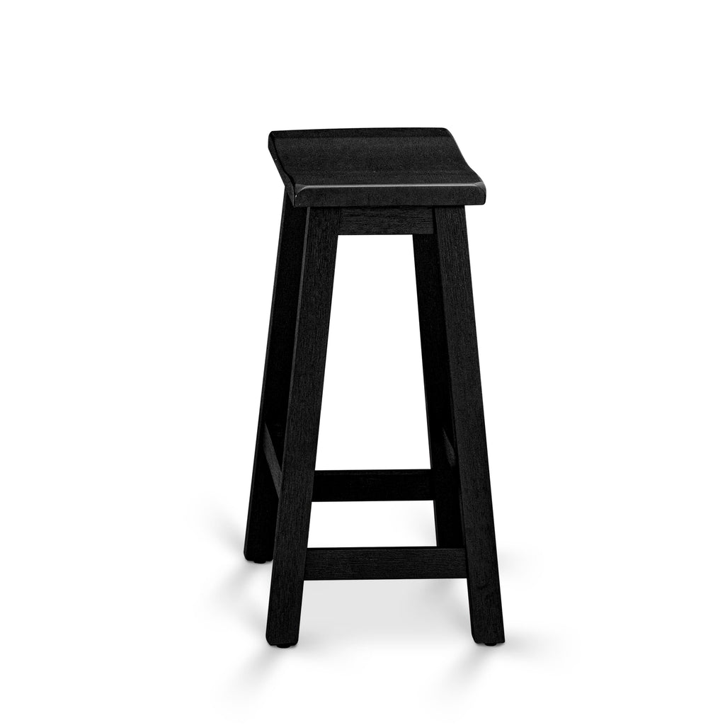 Juego de comedor de 4 piezas KATY4-WBL-W de East West Furniture. Contiene una mesa de comedor rectangular y 2 taburetes con un banco.