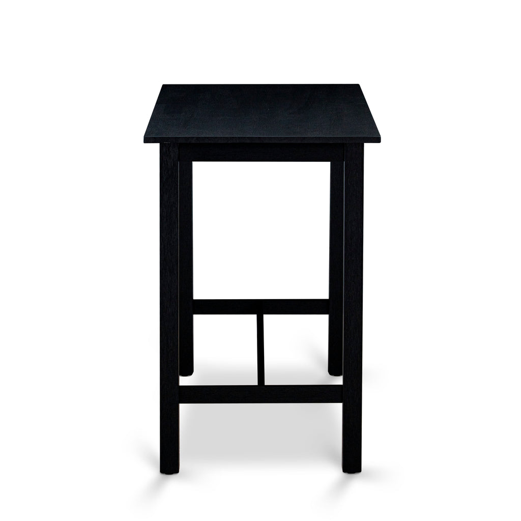 Juego de comedor de 4 piezas KATY4-WBL-W de East West Furniture. Contiene una mesa de comedor rectangular y 2 taburetes con un banco.