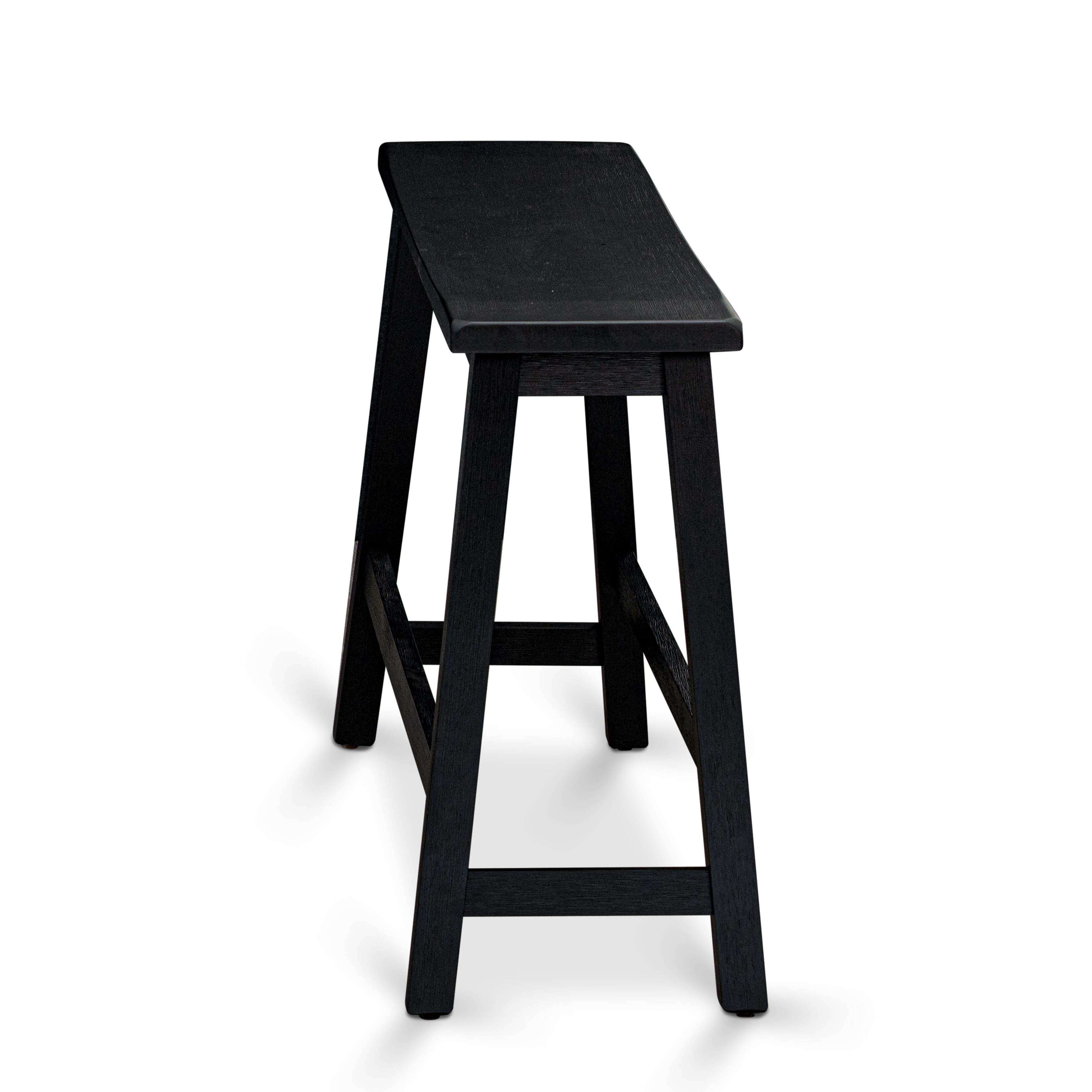 EAST WEST FURNITURE - KATY4-WBL-W- 4 Piece Dining Room Table SetsIncludes a Wood Dining Table, 2 Kitchen Stools with a Mid Century Modern Bench - Wire brushed Black Finish